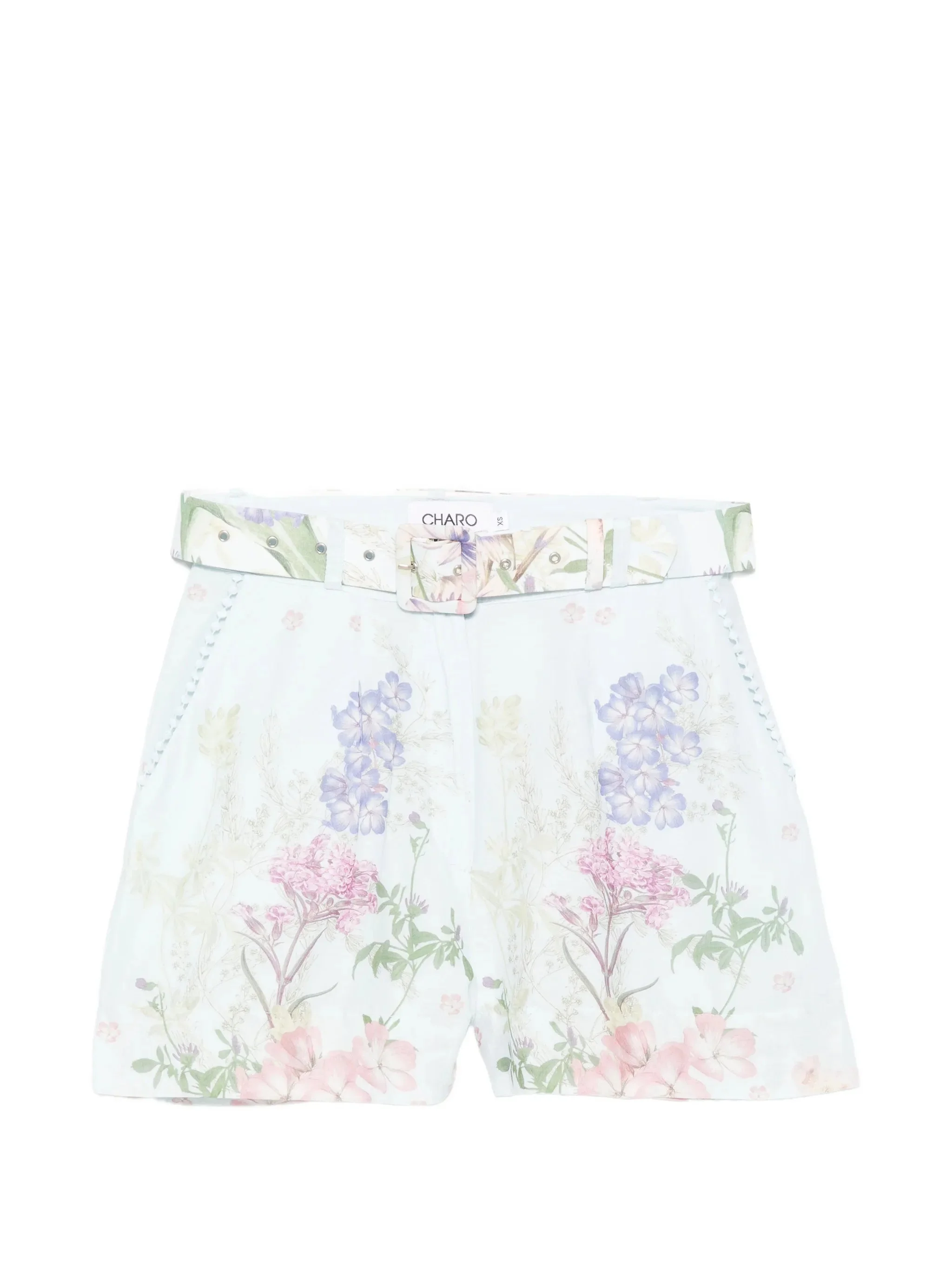 Charo Ruiz Pansy Floral-print Belt Shorts - 1