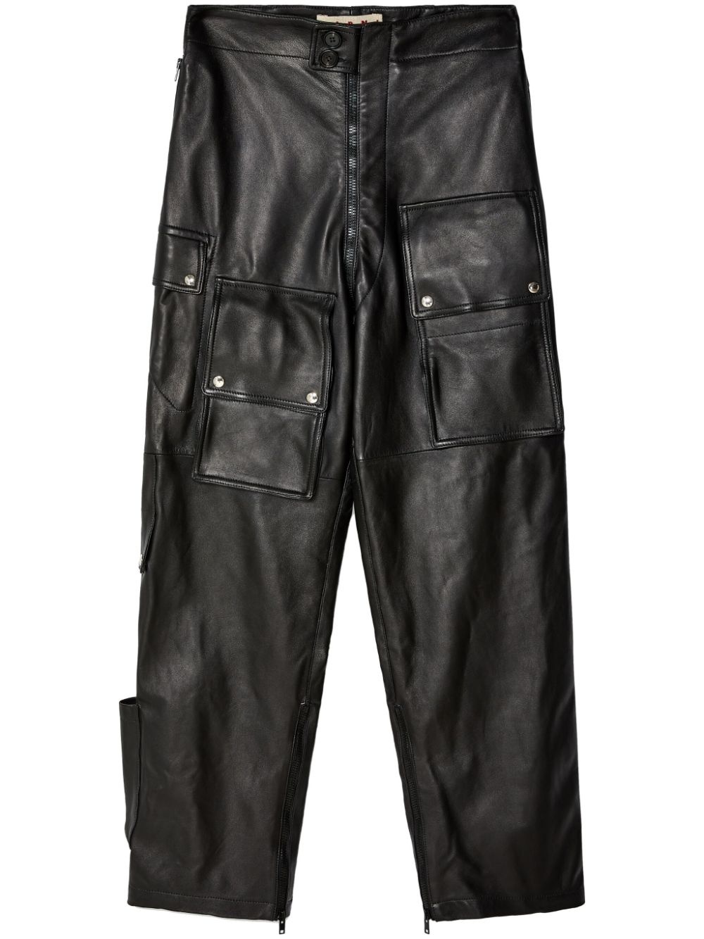 leather straight-leg trousers - 1