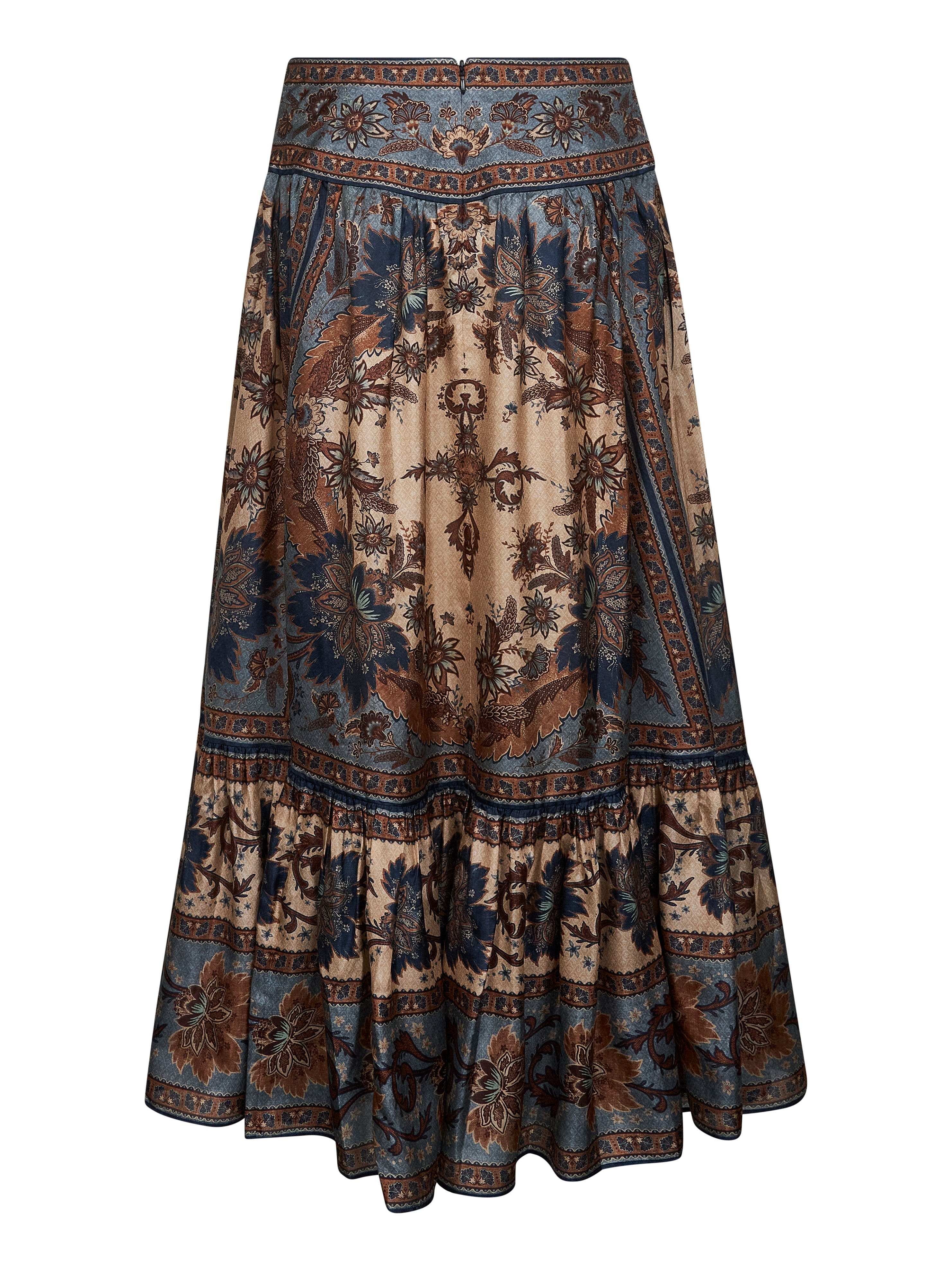 Indienne floral habotai silk Ascension tiered midi skirt - 2
