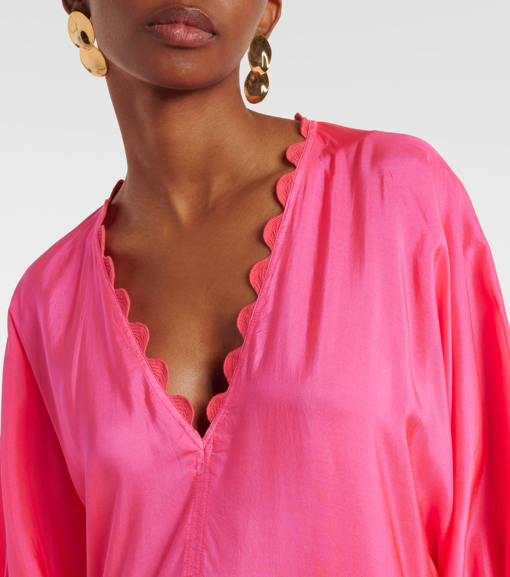 Scalloped tiered silk maxi dress - 4