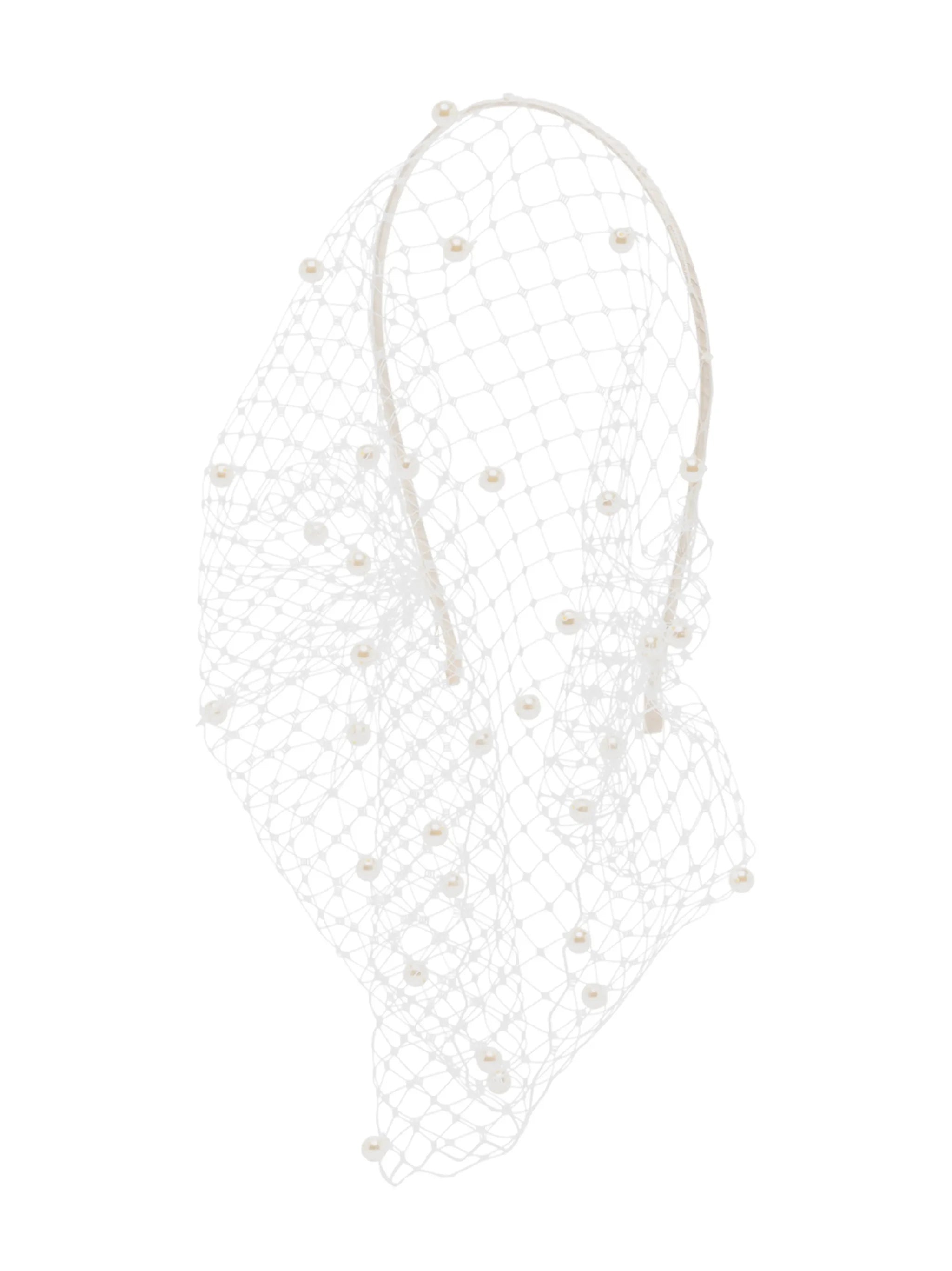 Violette Pearl-embellished Veil Headband - 1