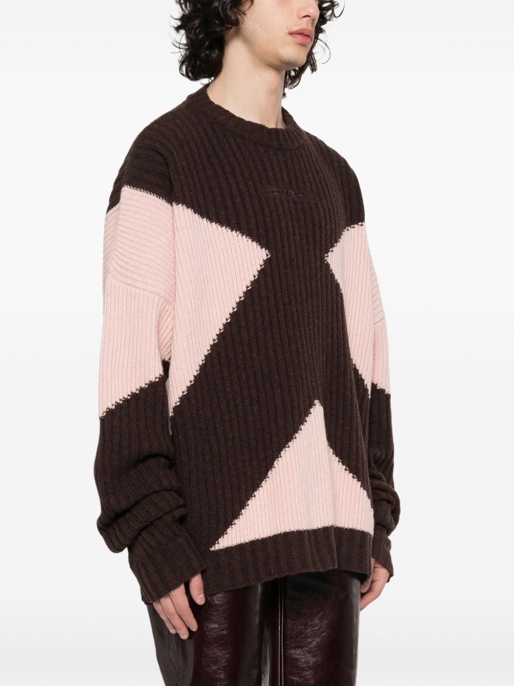 geometric-pattern knitted jumper - 3