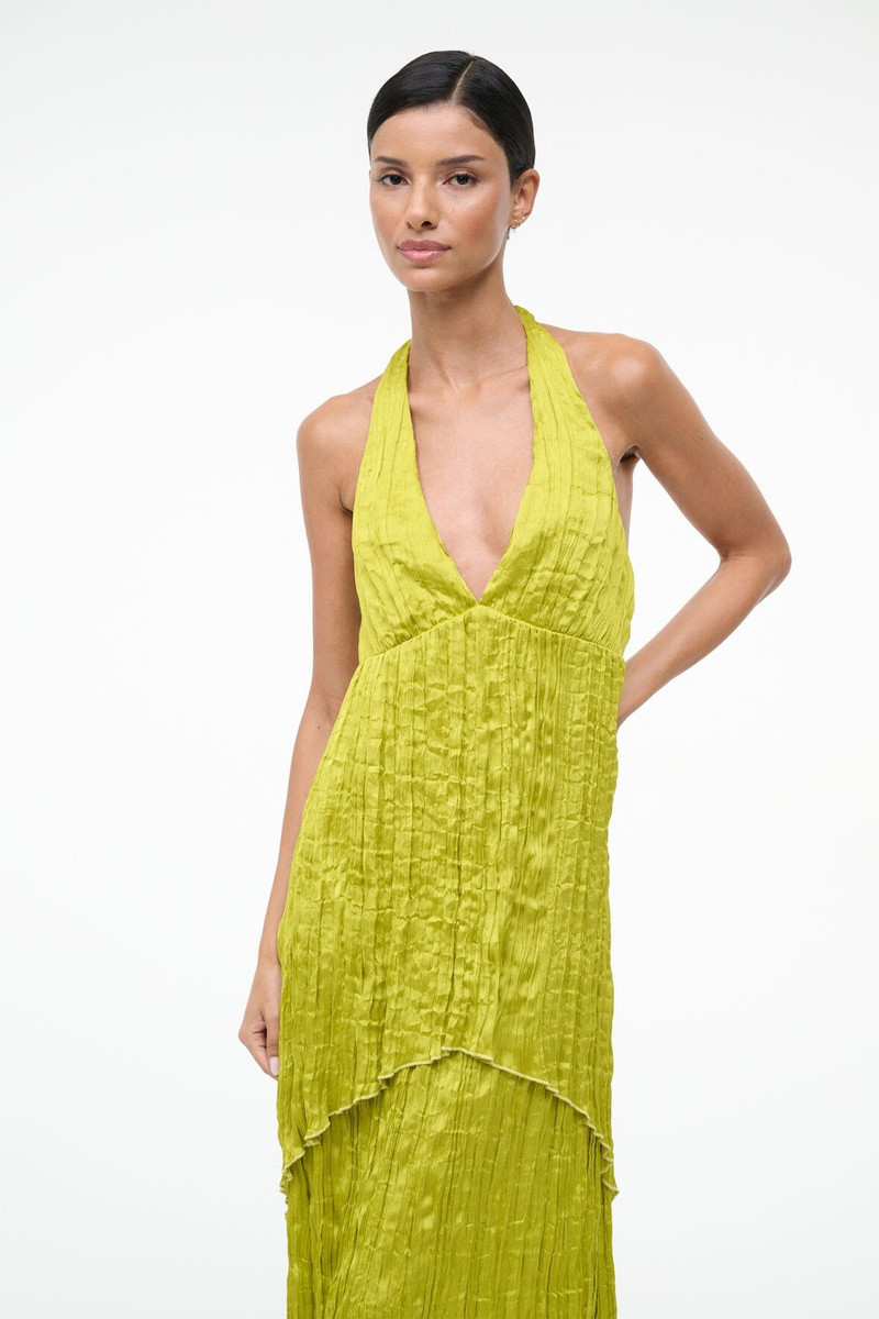 STAUD LAURIE DRESS CHARTREUSE 4