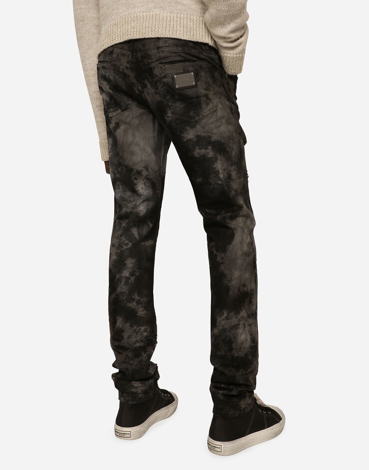 Marbled slim fit stretch jeans - 4