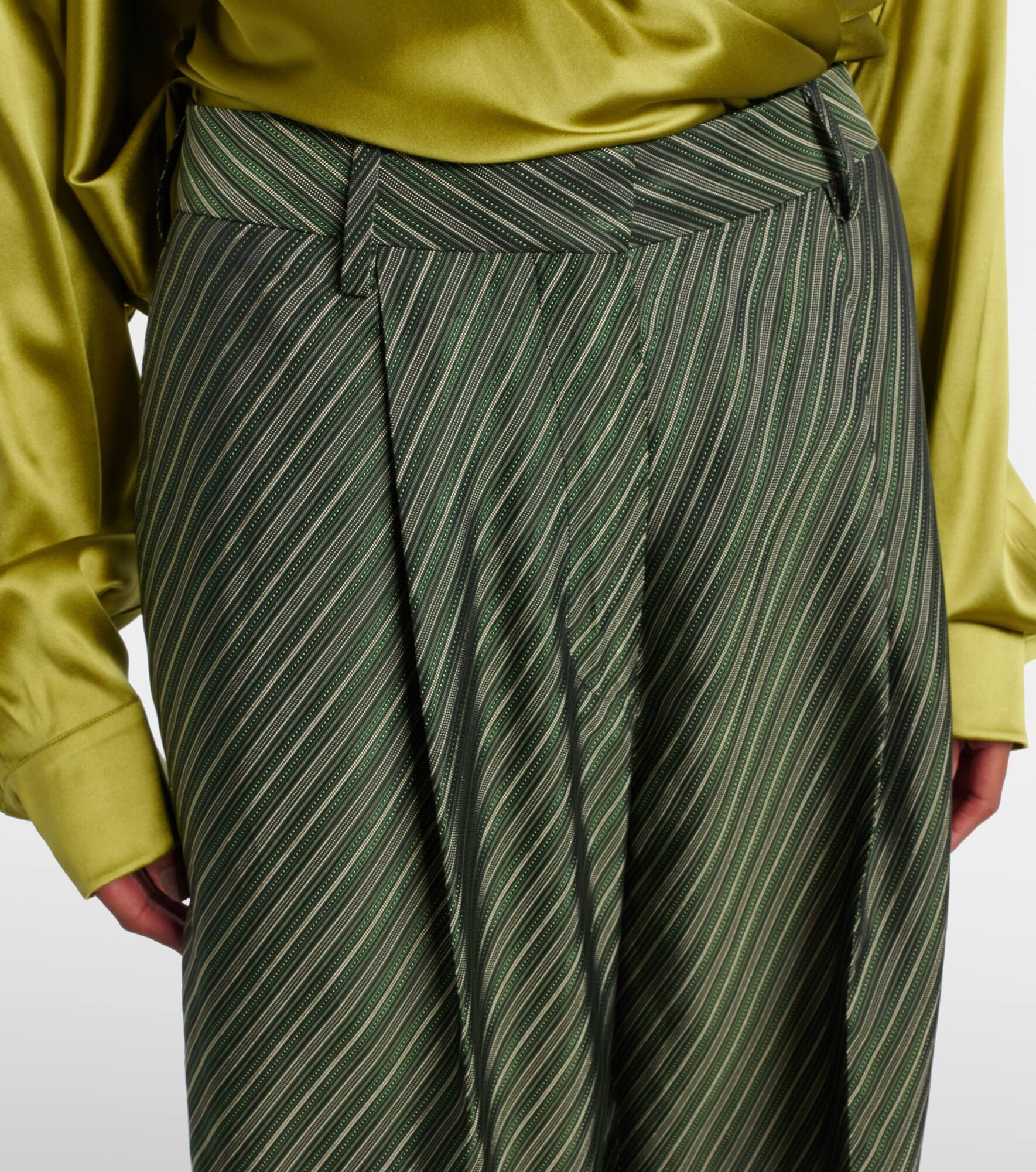 Striped high-rise wide-leg pants - 4