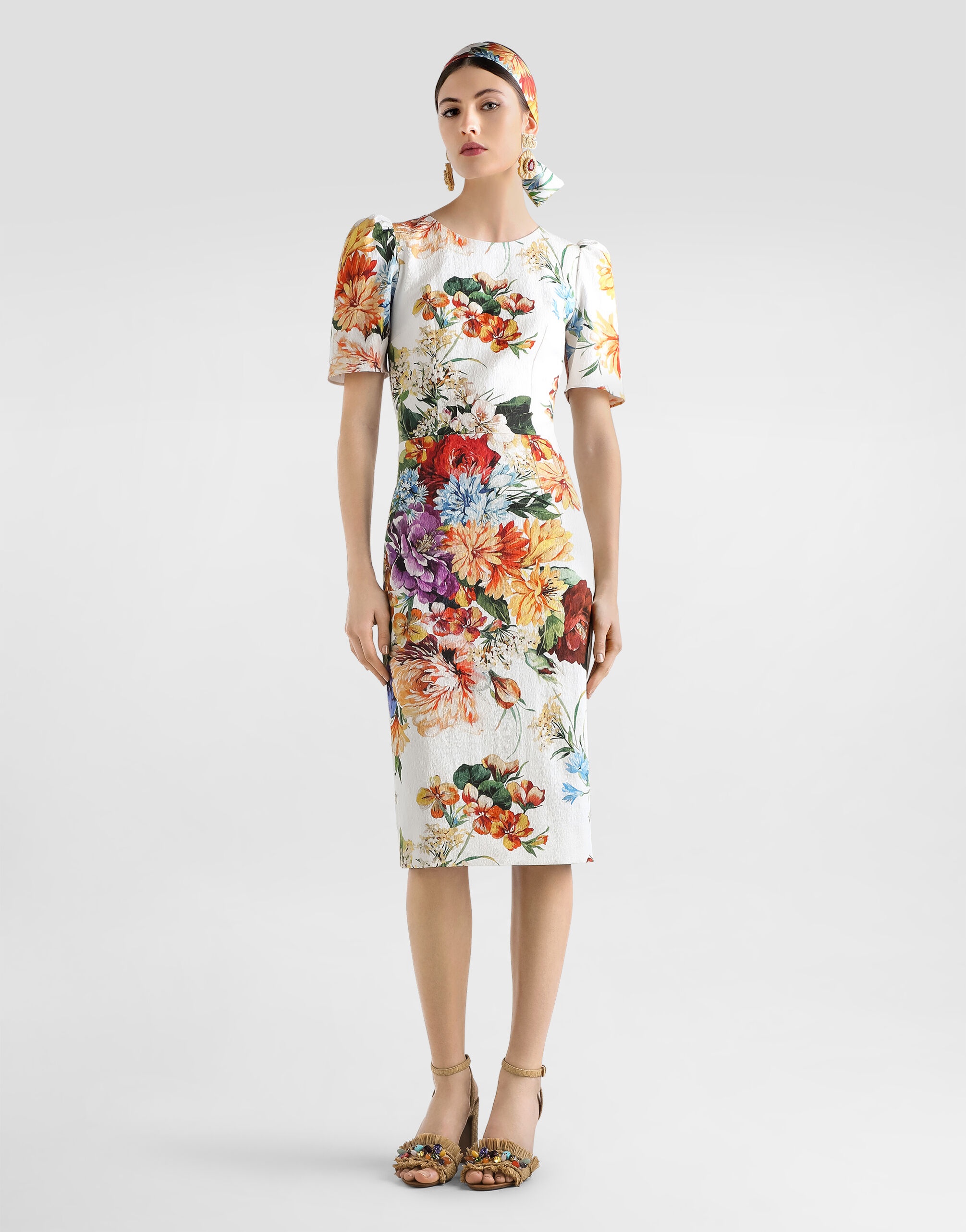 Bouquet-print dress in cretonne - 2