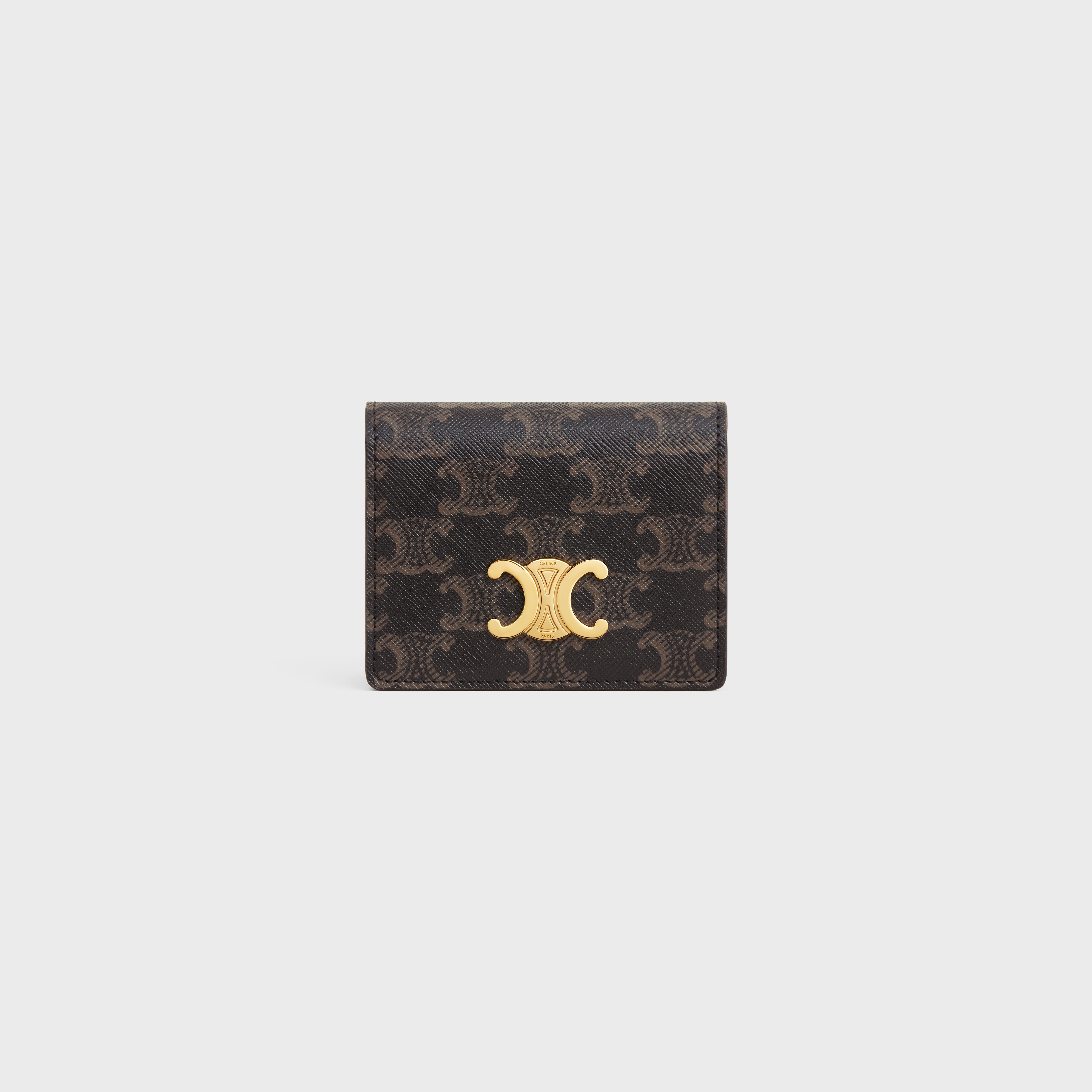 TRIOMPHE BUSINESS CARD HOLDER in Triomphe Canvas and Lambskin - 1
