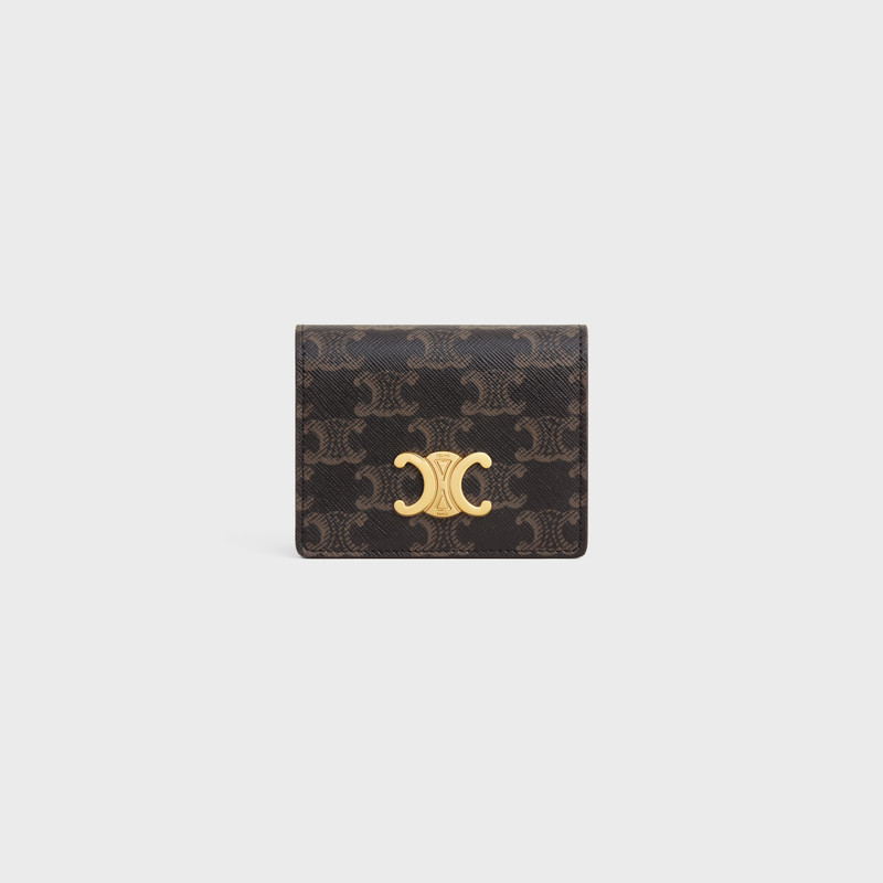 TRIOMPHE BUSINESS CARD HOLDER in Triomphe Canvas and Lambskin 1