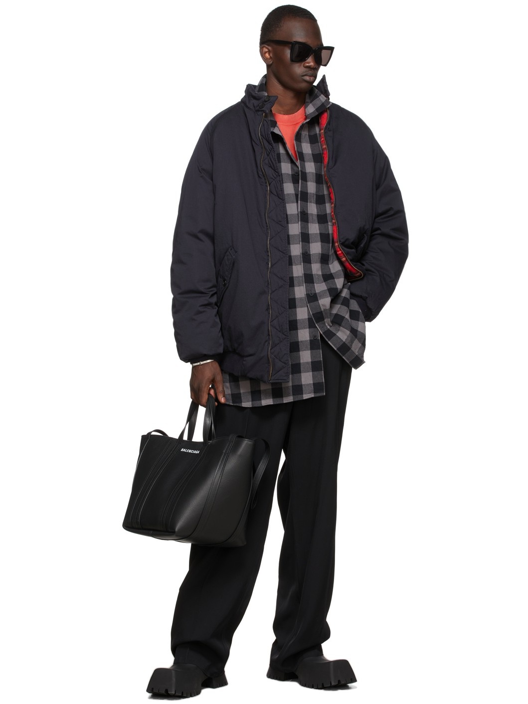 Grey & Black Flannel Snap Shirt - 5