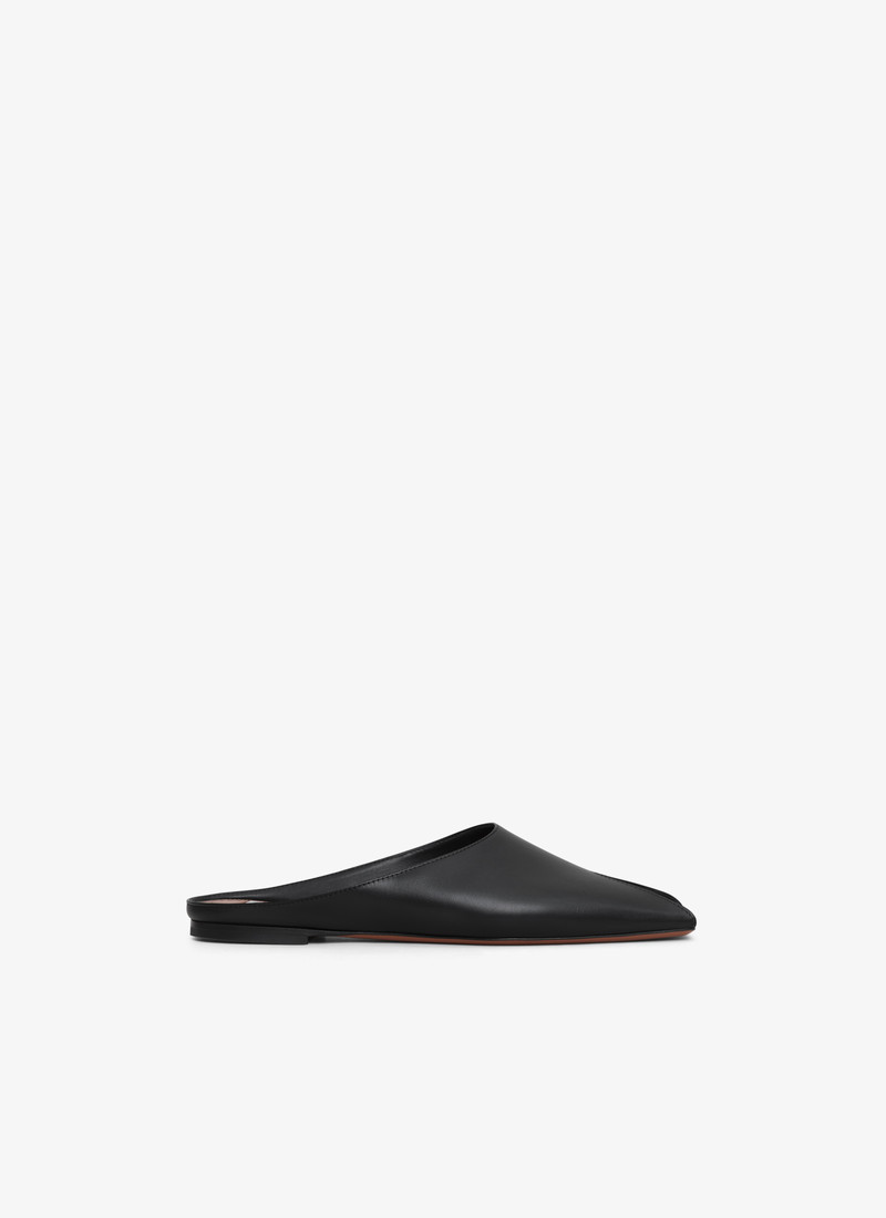 SPIKE FLAT MULES IN CALFSKIN - 1