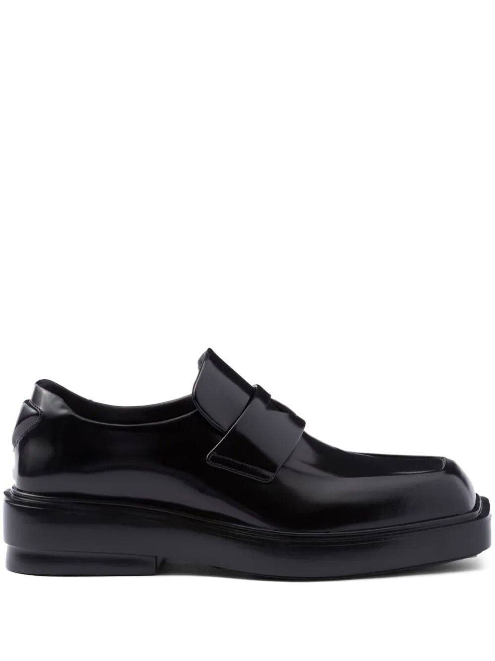 PRADA FENDER SQUARE LEATHER LOAFERS - 13