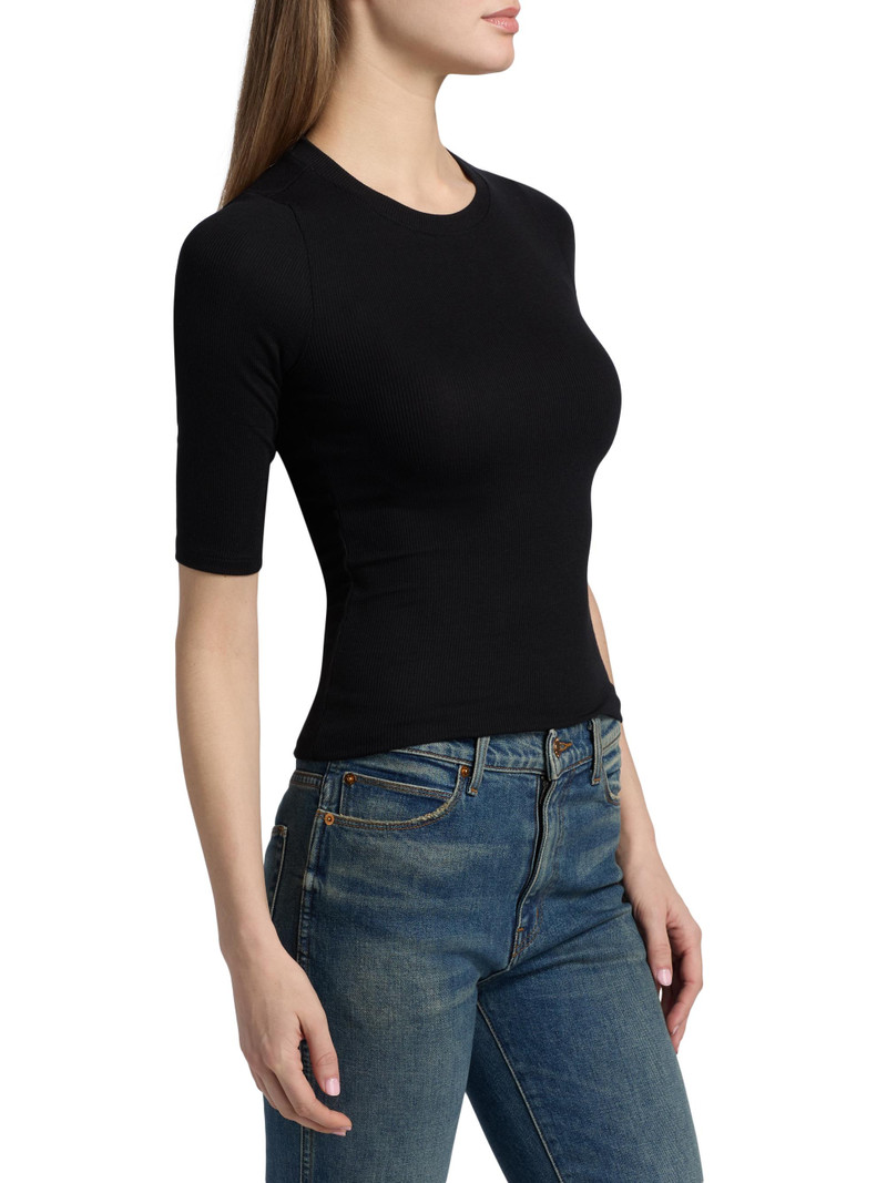 Women's The Rib Elbow-Length Sleeve T-Shirt - Black 4