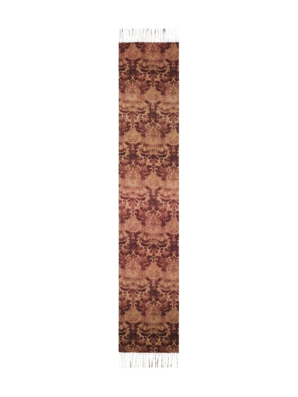 geometric-pattern fringed scarf - 1