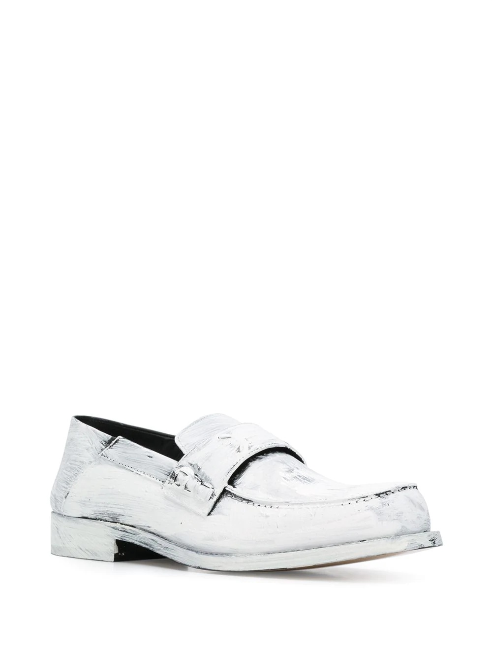 paint-effect leather loafers - 2