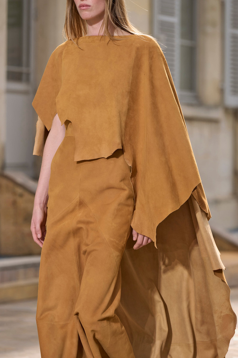 Calian Raw Cut Cape In Cashew Suede 3