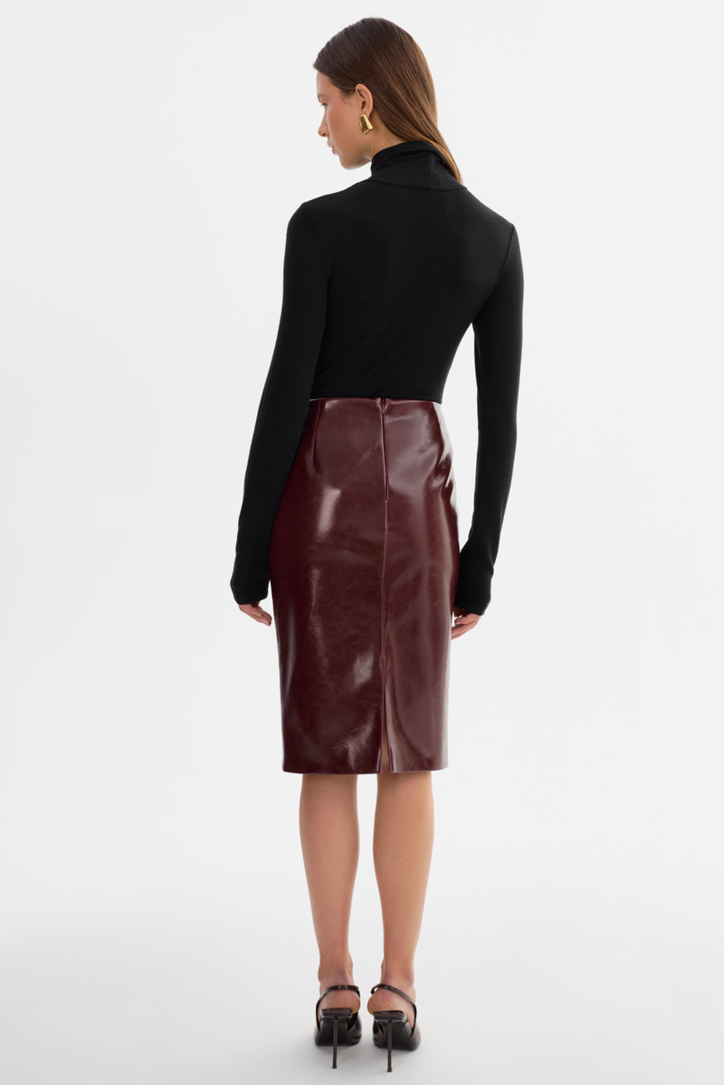 GEORGIA | Faux Patent Leather Pencil Skirt 6