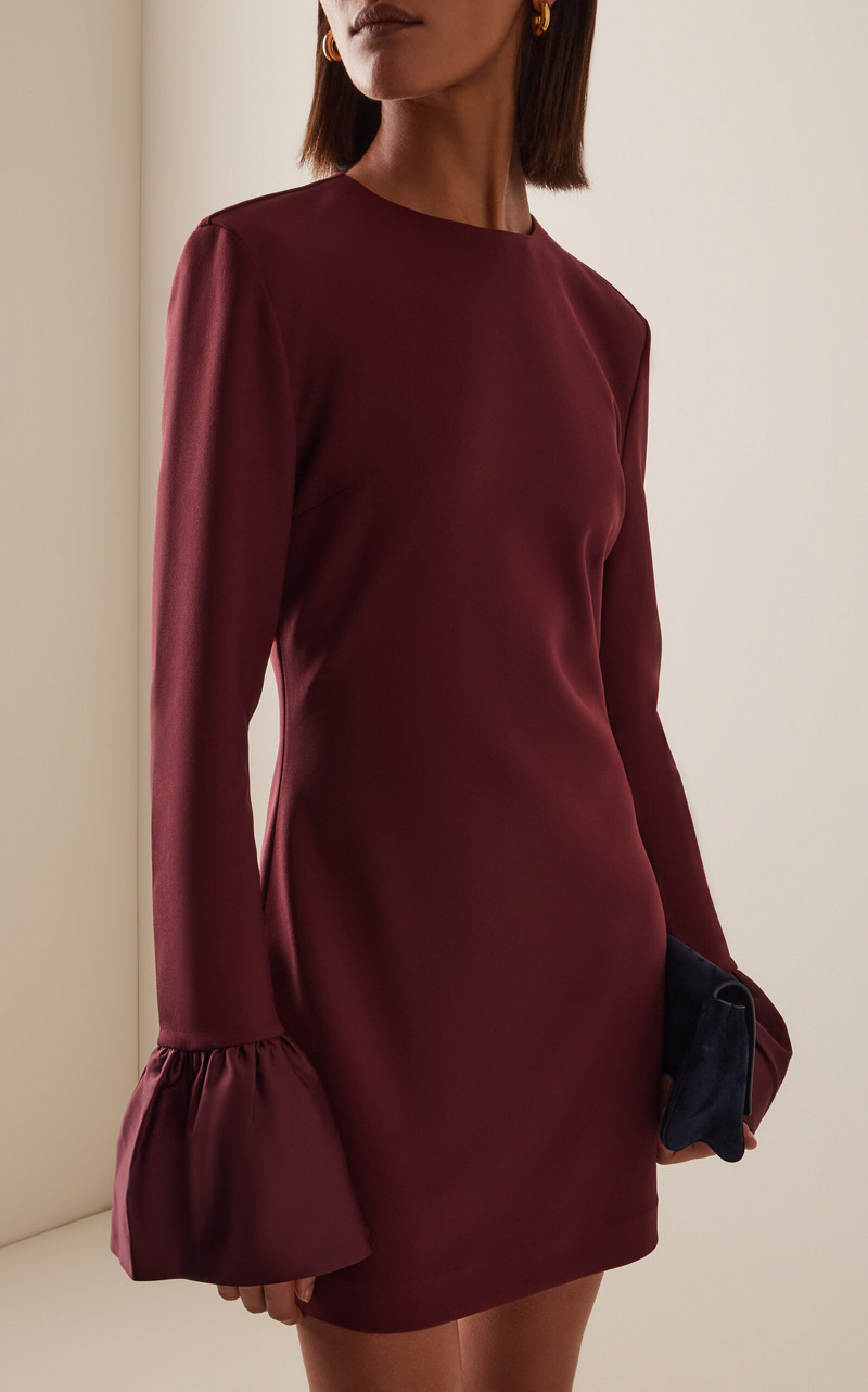 ROTATE Satin-Trimmed Crepe Mini Dress burgundy outlook