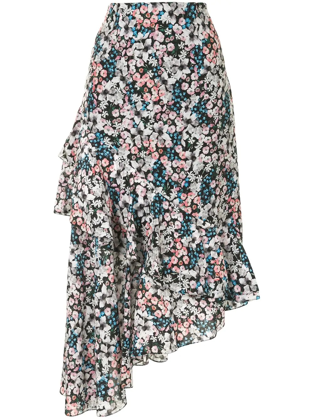 floral asymmetric skirt - 1