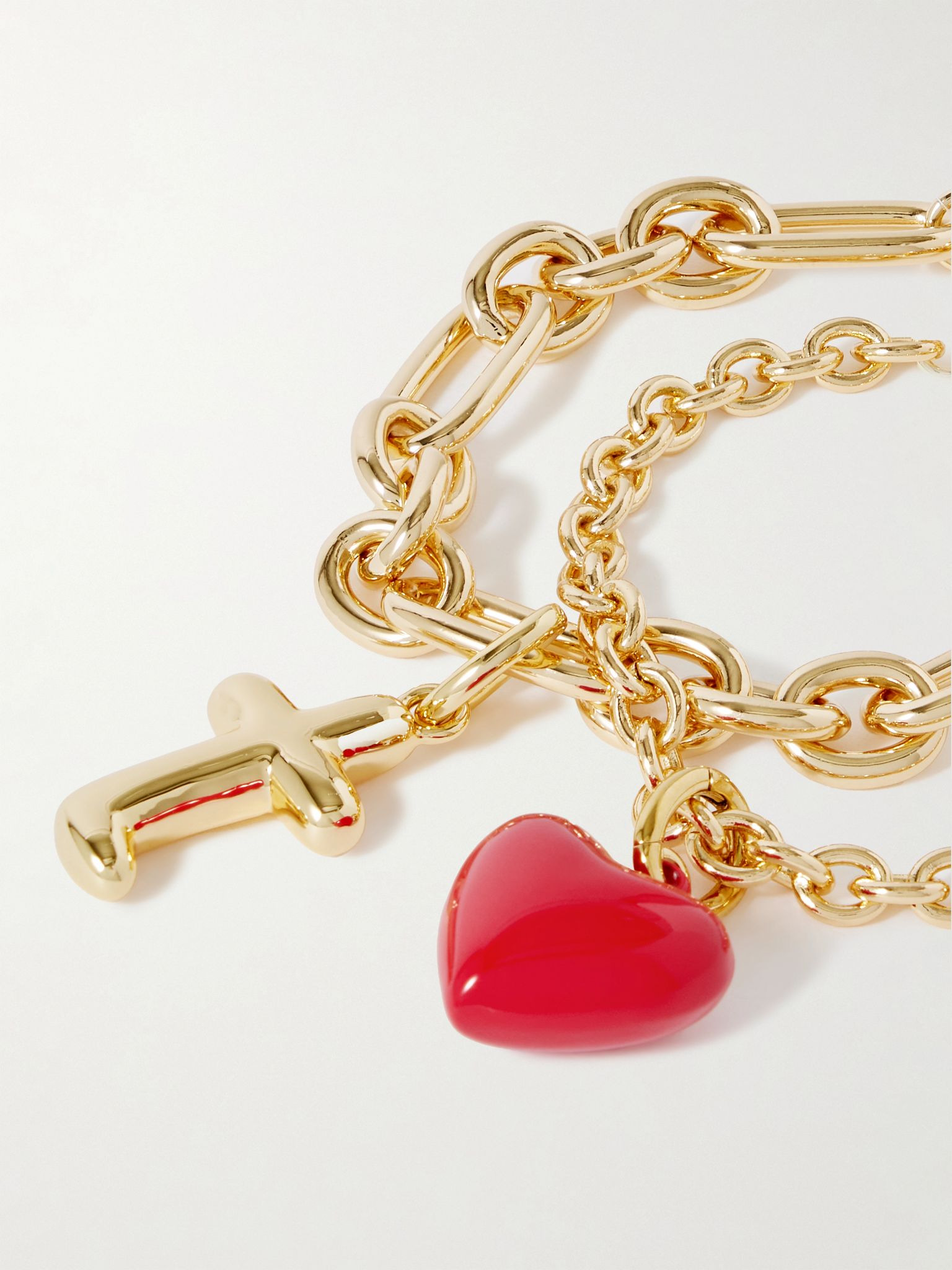 The Happy Heart Initial set of two gold-tone and enamel bracelets Gold - 4