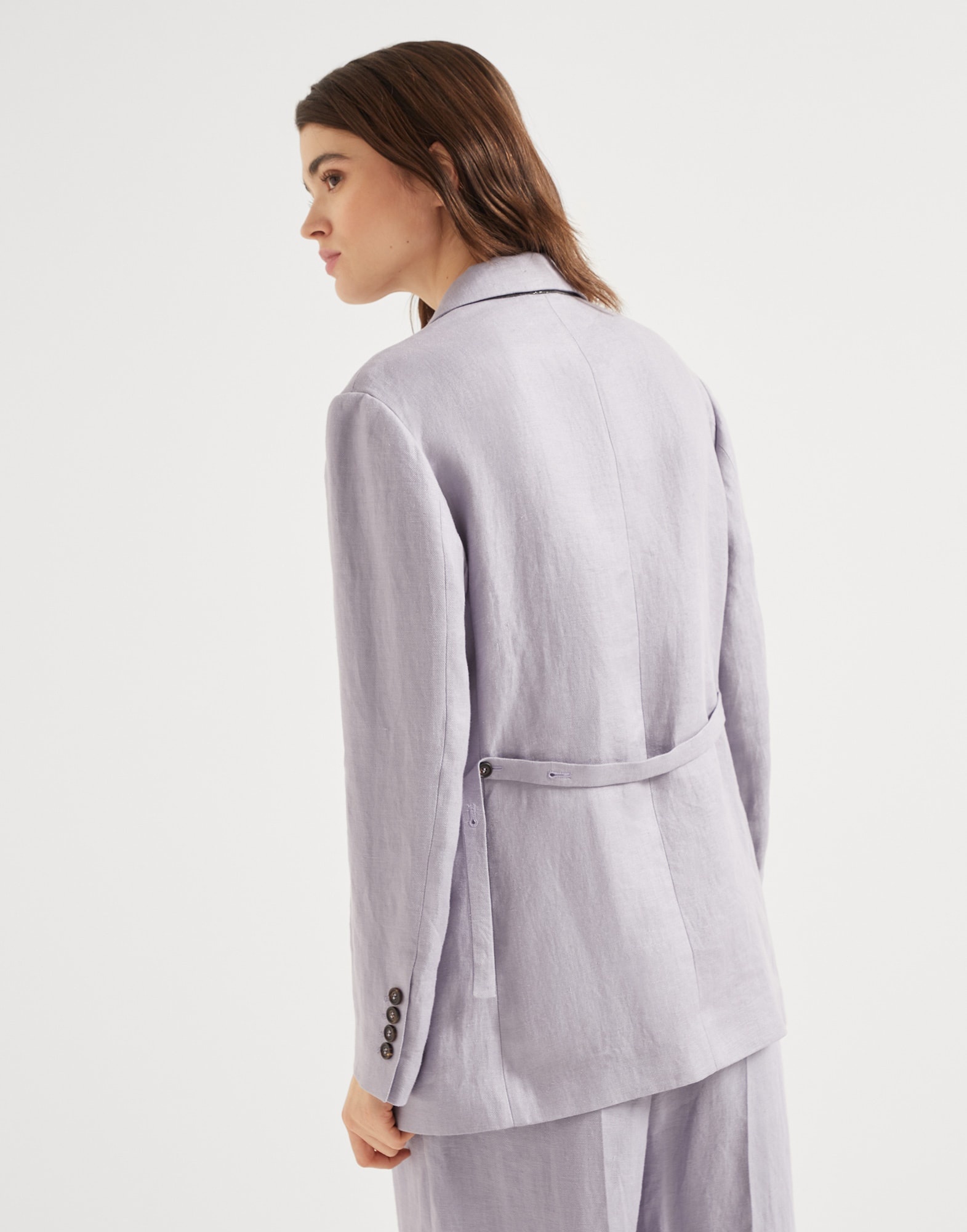 Dyed hemp and linen gabardine blazer with monili - 4