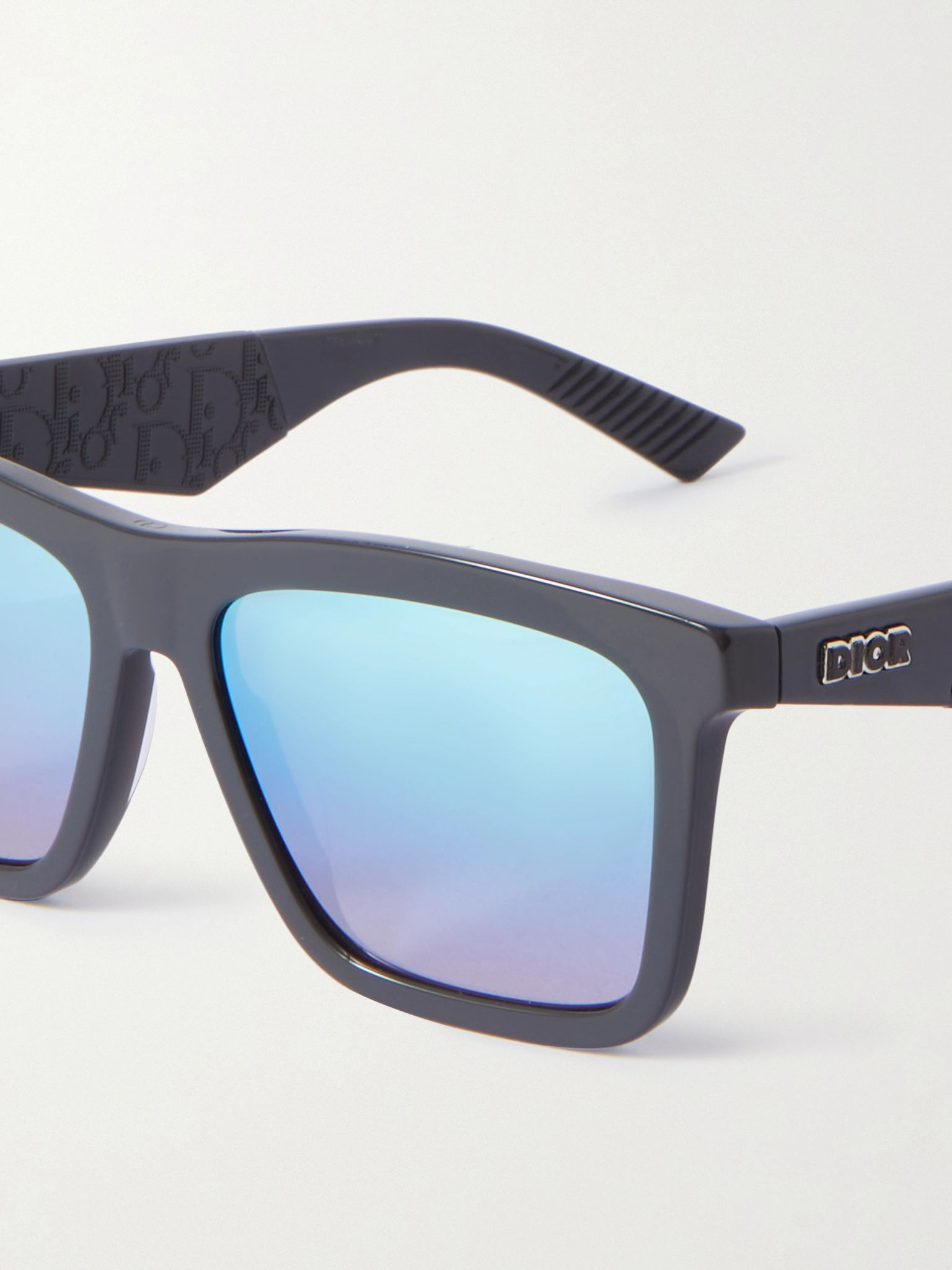 Dior B27 S1I D-Frame Logo-Detailed Acetate Mirrored Sunglasses Gray - 3