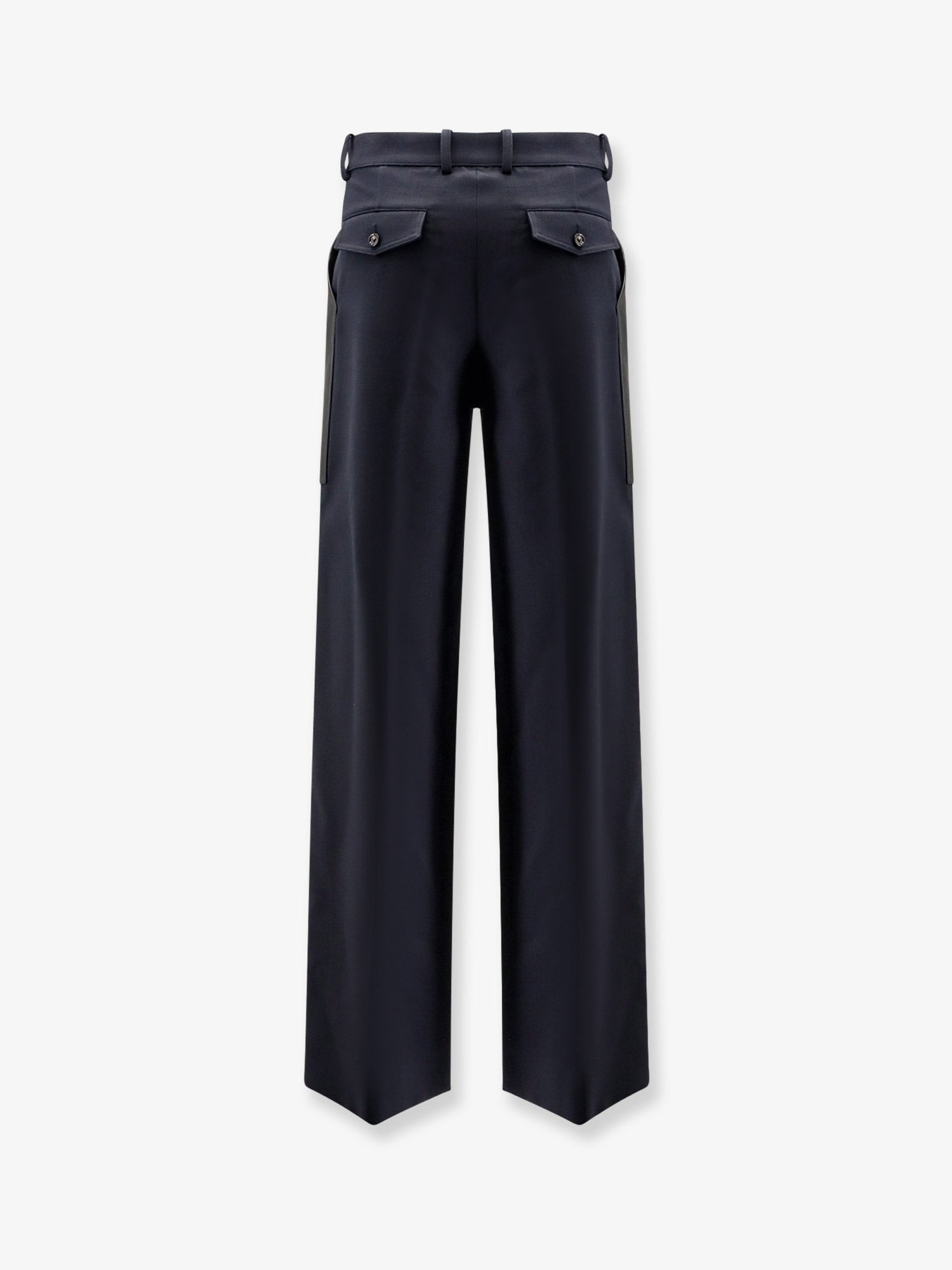 Cotton And Wool Trousers With Leather Inserts - 2