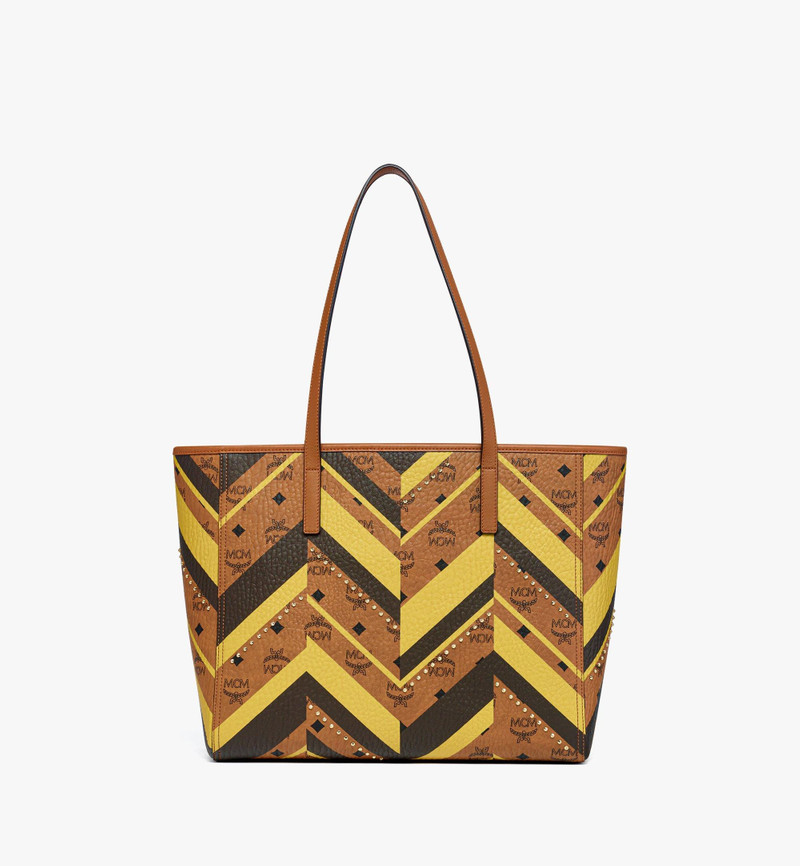 Studded Toni Top-Zip Shopper in Mega Herringbone Visetos 5