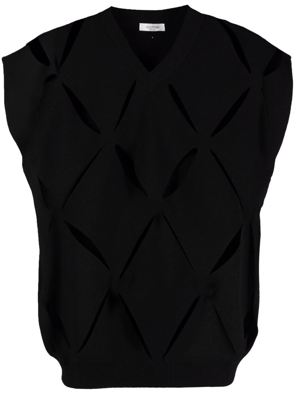 V cut-out sleeveless knitted jumper - 1