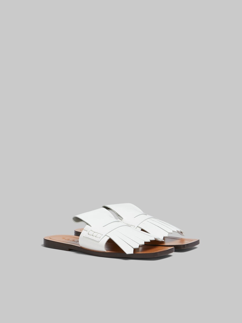 WHITE LEATHER BAMBI SANDAL - 2
