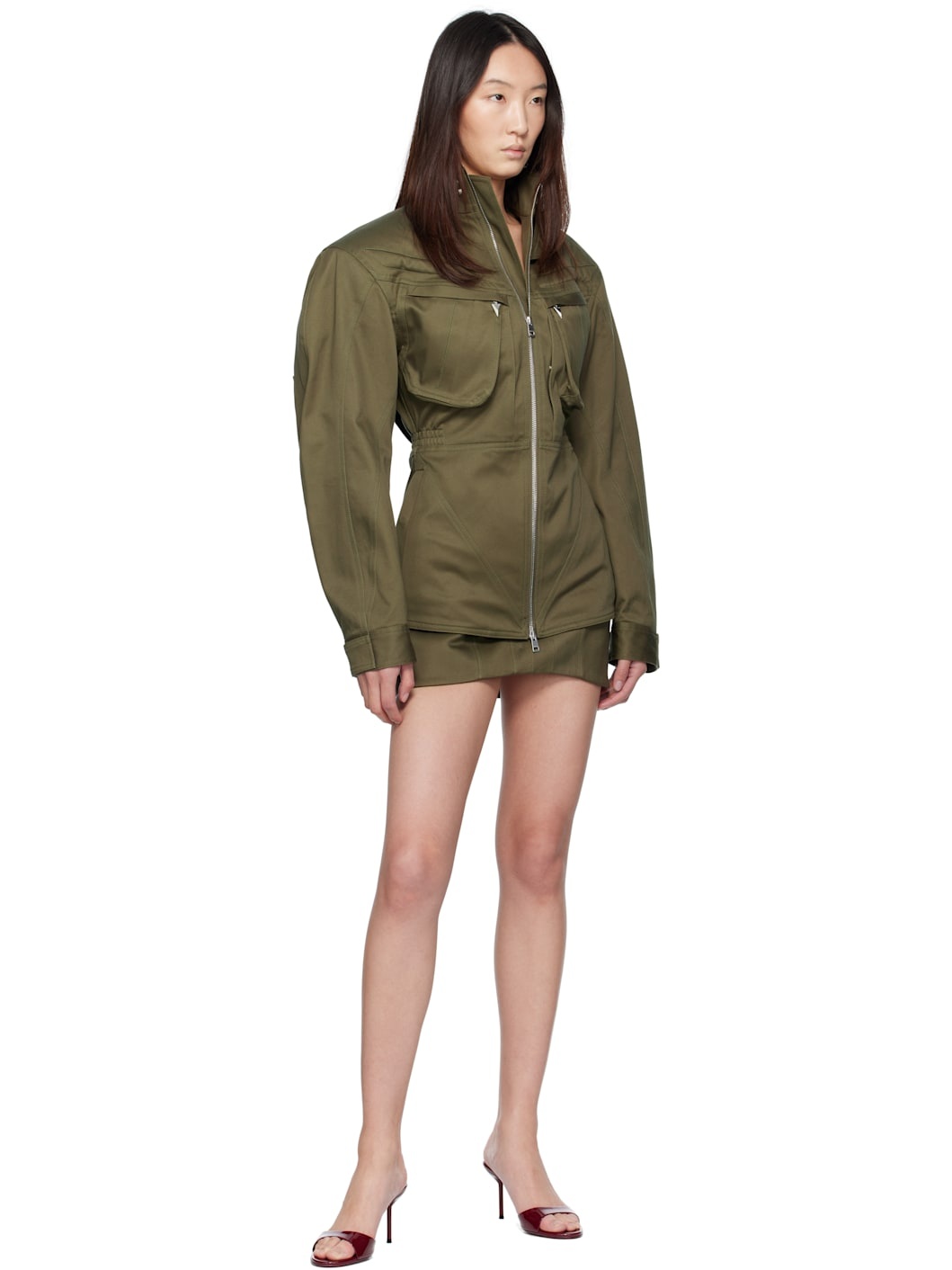 Khaki Tailored Miniskirt - 4