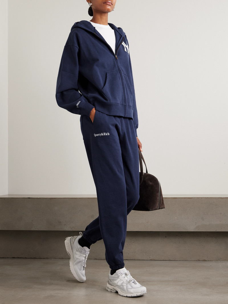 Sporty & Rich + '47 And New York Yankees Appliquéd Embroidered Cotton-jersey Track Pants outlook