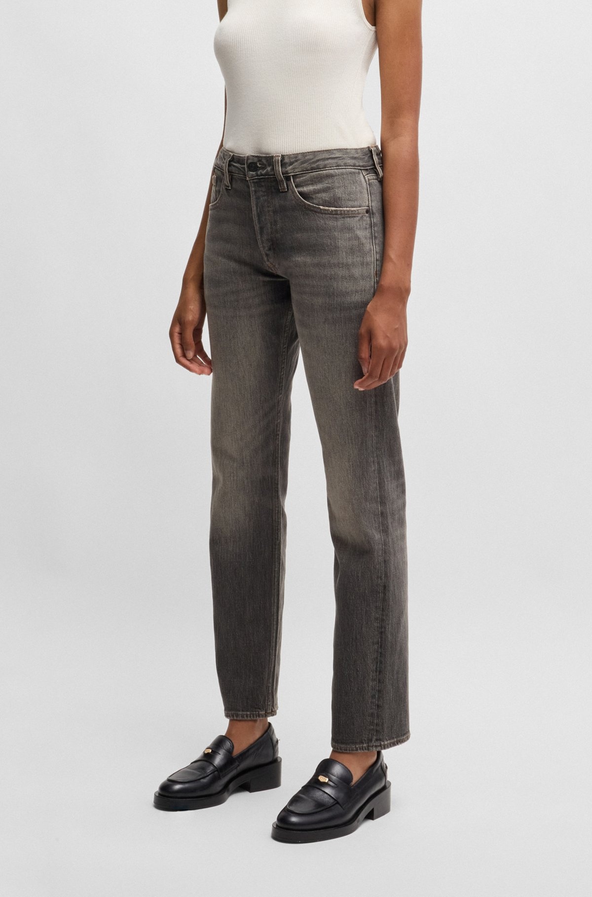 GRAY JEANS IN STRETCH DENIM - 2