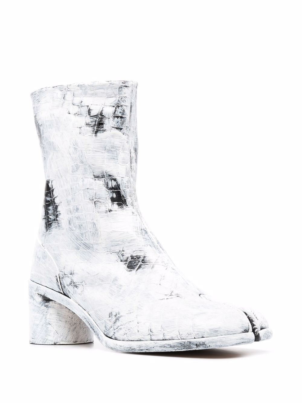 paint-effect crocodile-embossed Tabi boots - 2