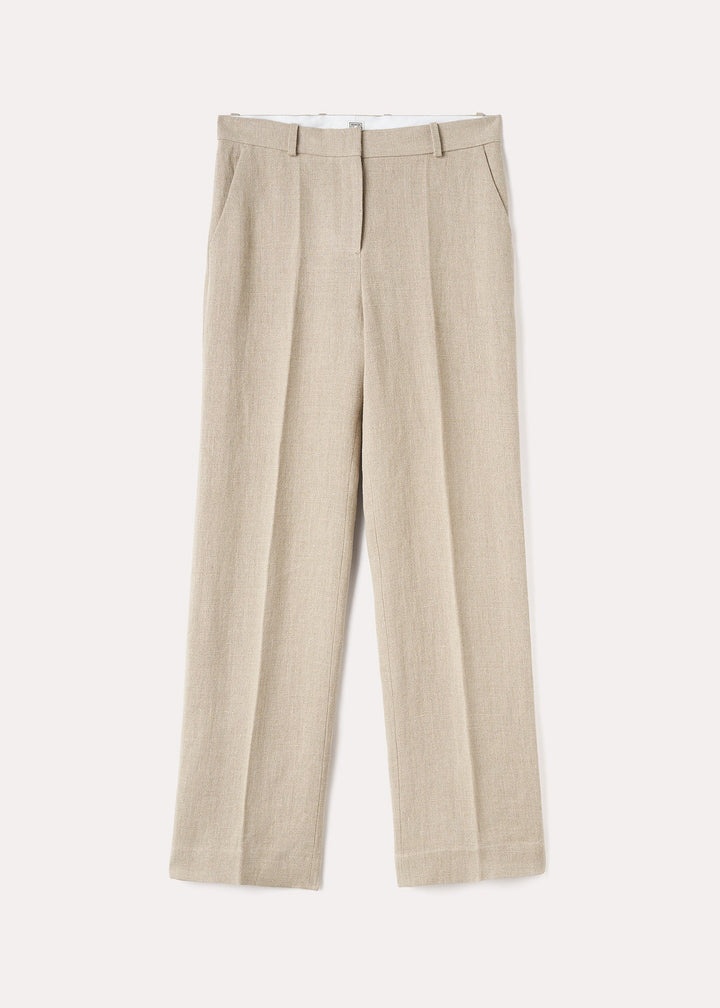 Mid-waist straight trousers wheat mélange - 1