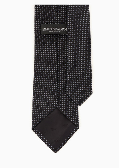 EMPORIO ARMANI Pure silk tie with jacquard micro-motif outlook