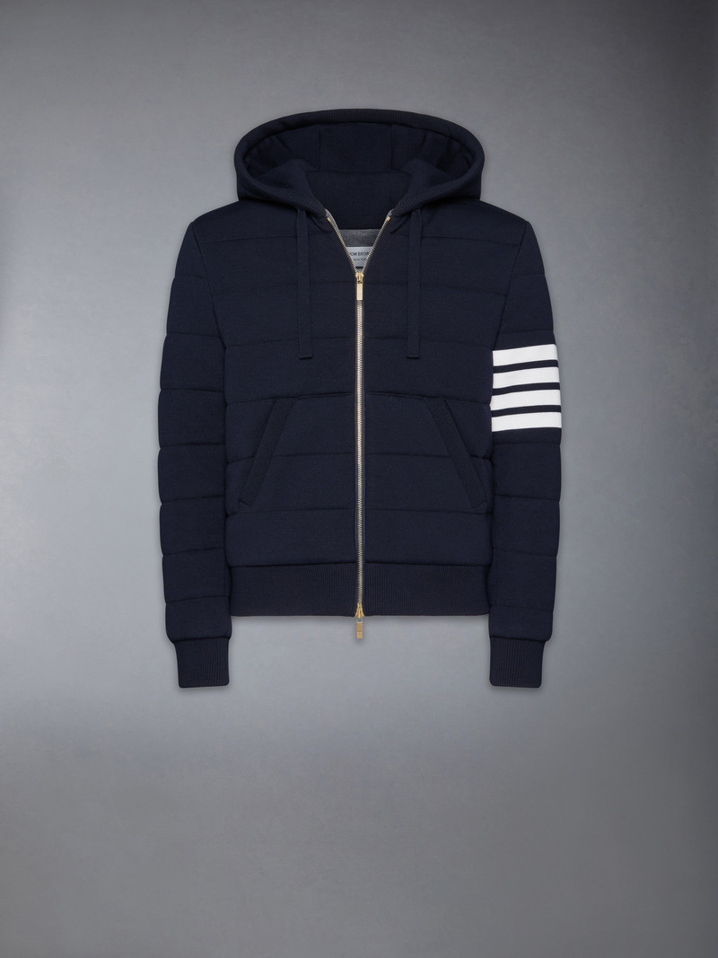 Merino Wool Jersey Stitch Padded 4-Bar Zip up Hoodie 1