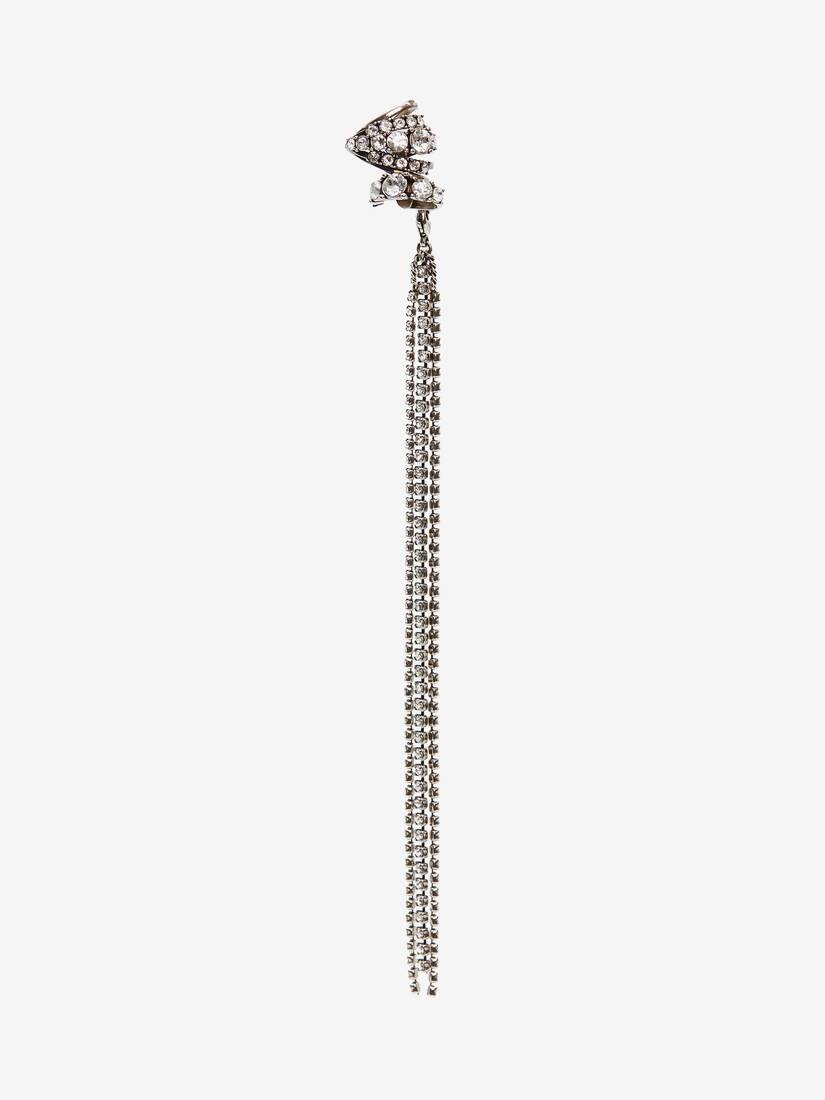 Jewelled Chain Ear Cuff in Antique Silver - 1