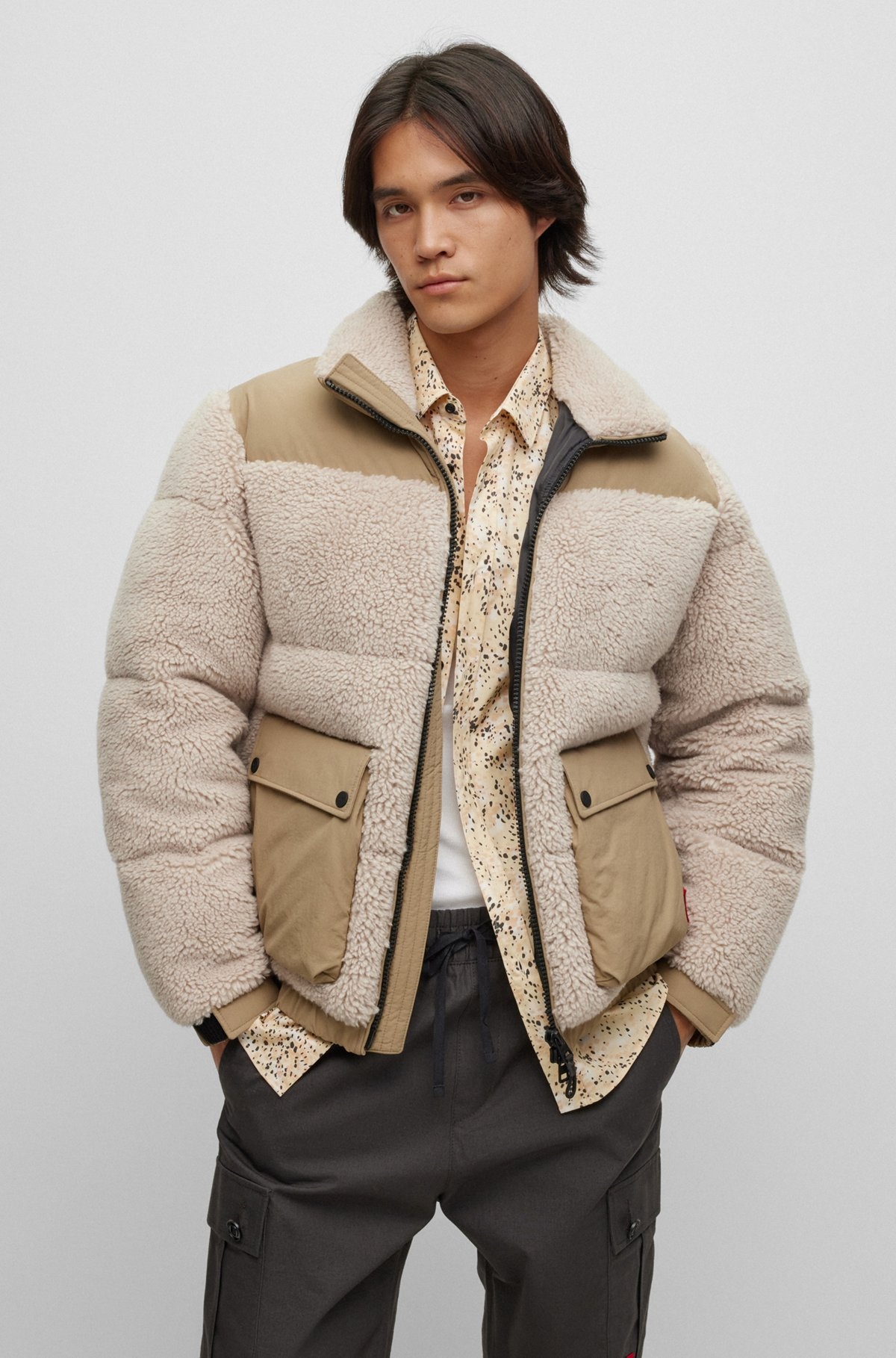 REGULAR-FIT JACKET IN MIXED MATERIALS - 2