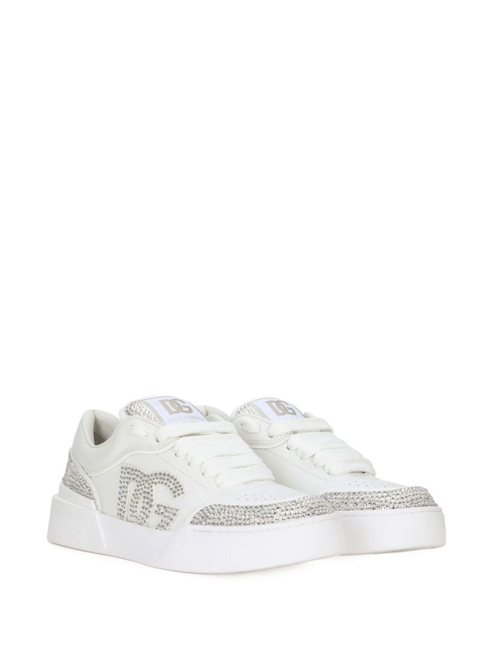 rhinestone-embellished leather sneakers - 2