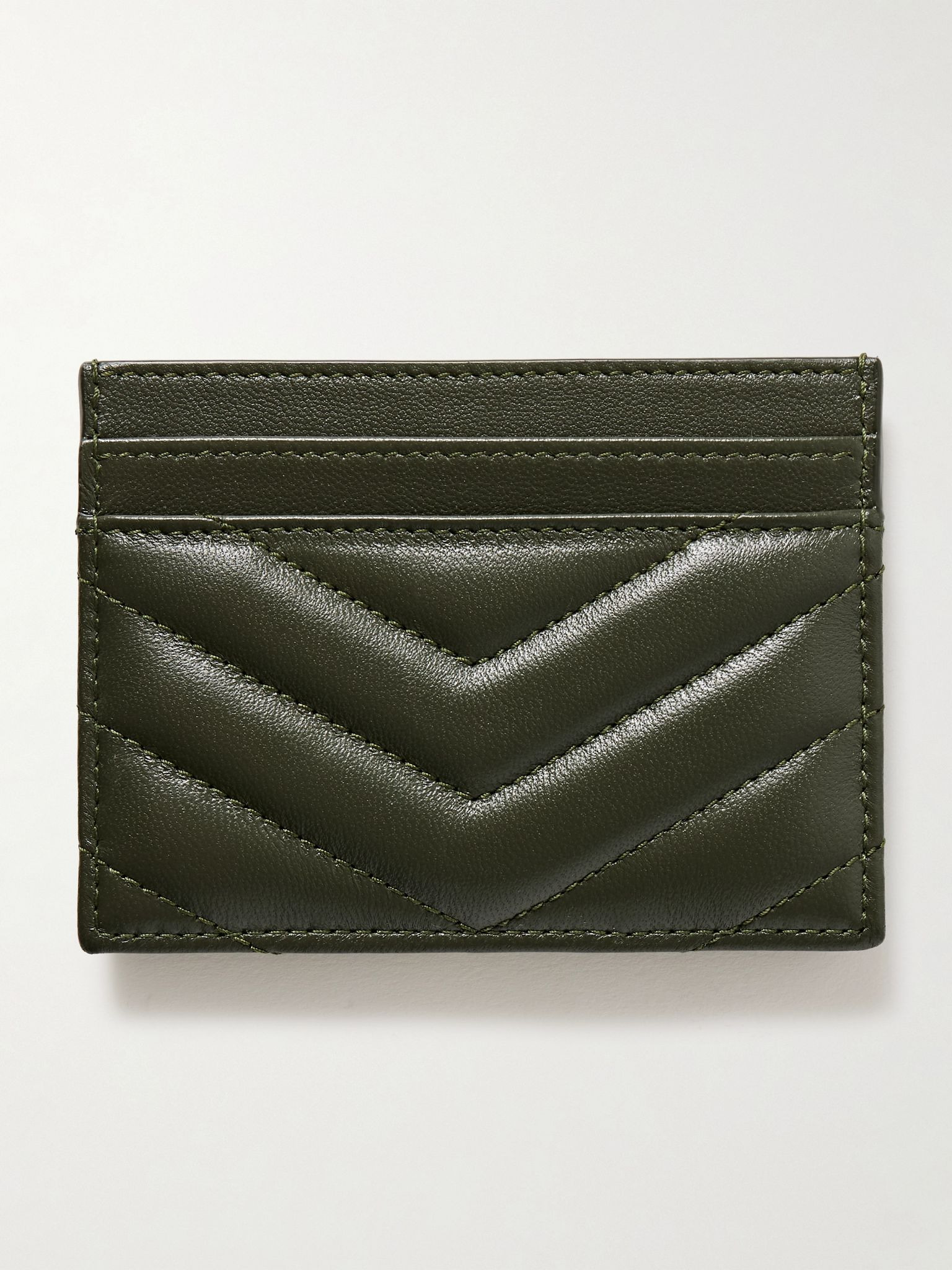 Cassandre matelassé leather cardholder Dark green - 3