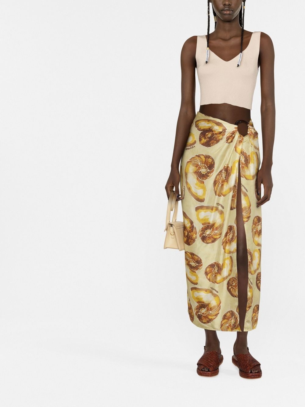 shell-print sarong midi skirt - 2
