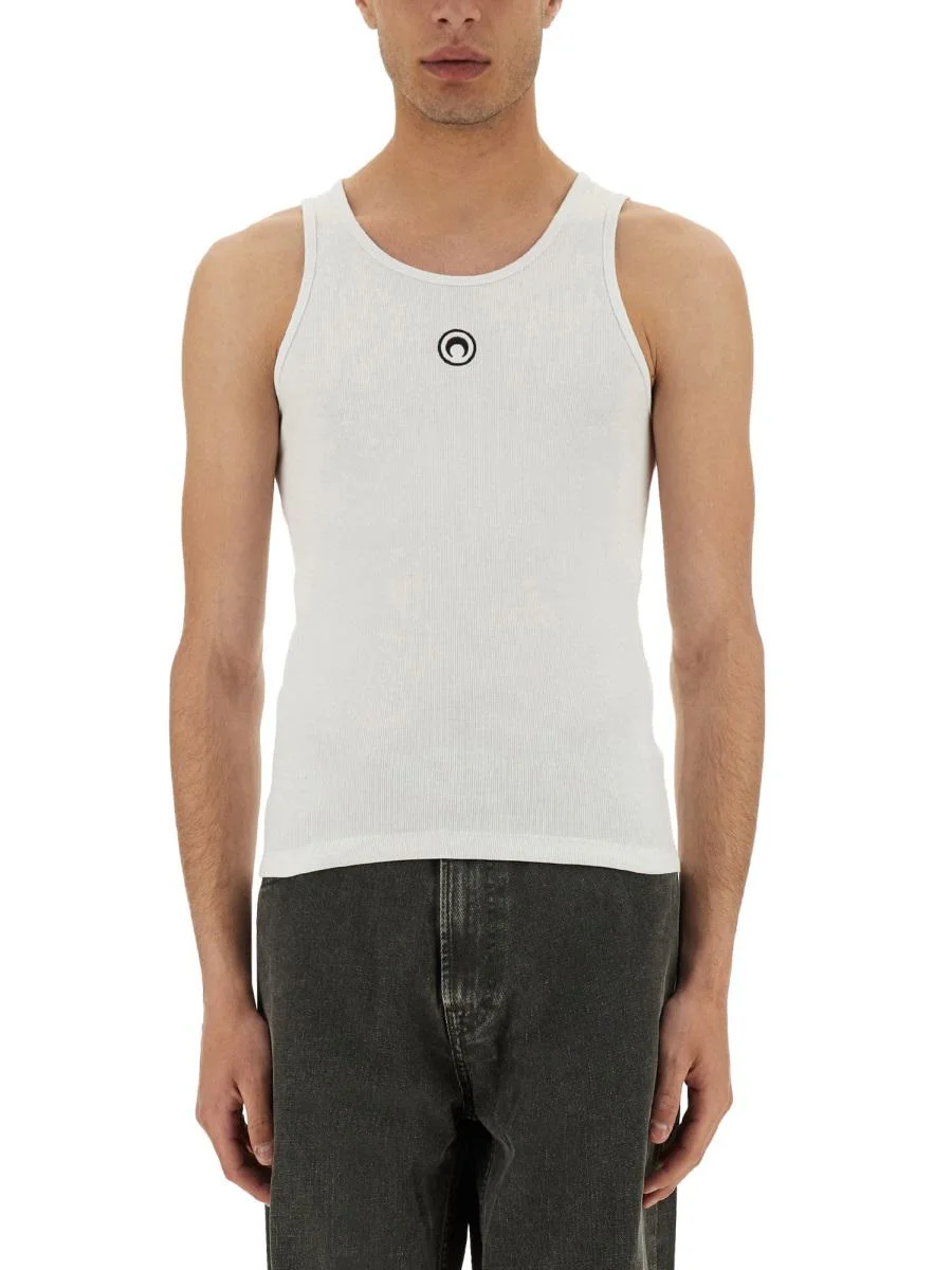 Marine Serre Ribbed Tank Top With Moon Logo - 1