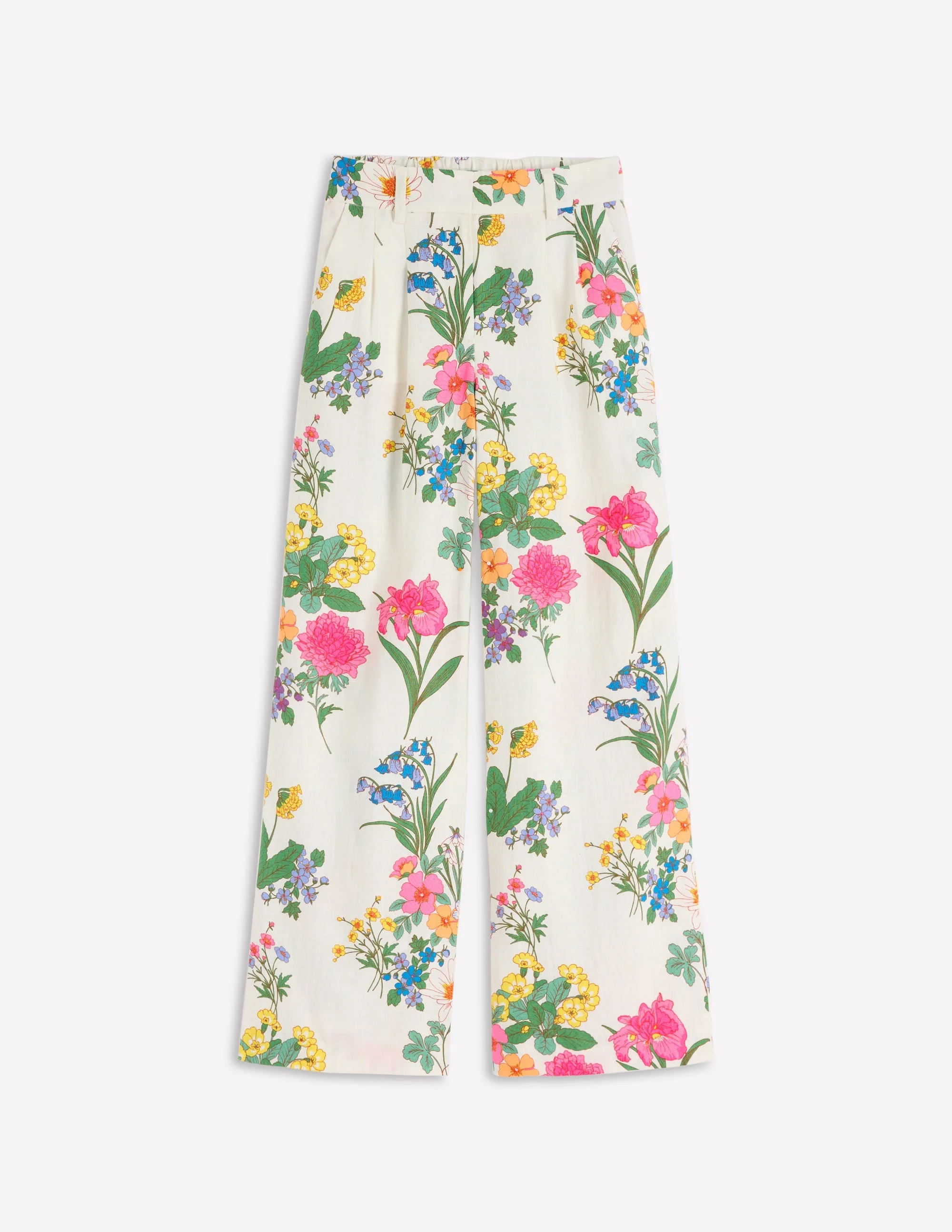 Kensington Linen Pants-Ivory, Delicate Blossom - 1