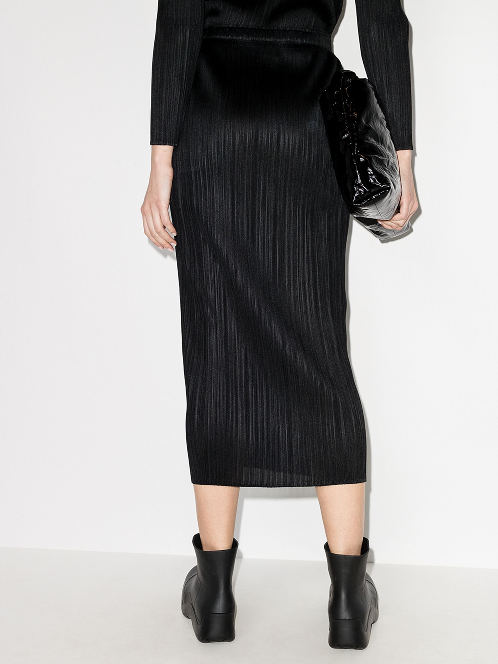 black Basics plissé midi skirt - 3