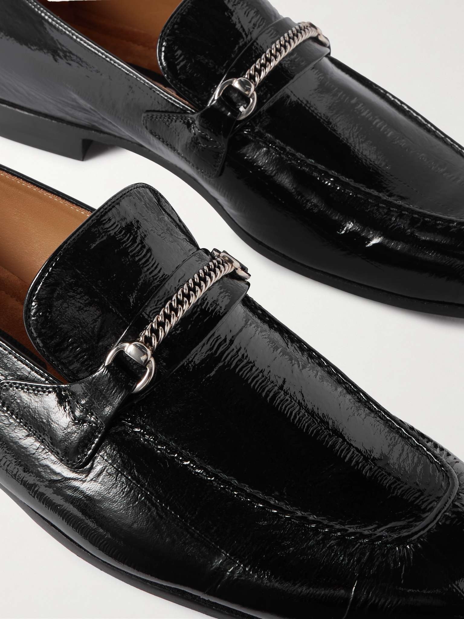 Gigi Chain-Embellished Patent-Leather Loafers - 5
