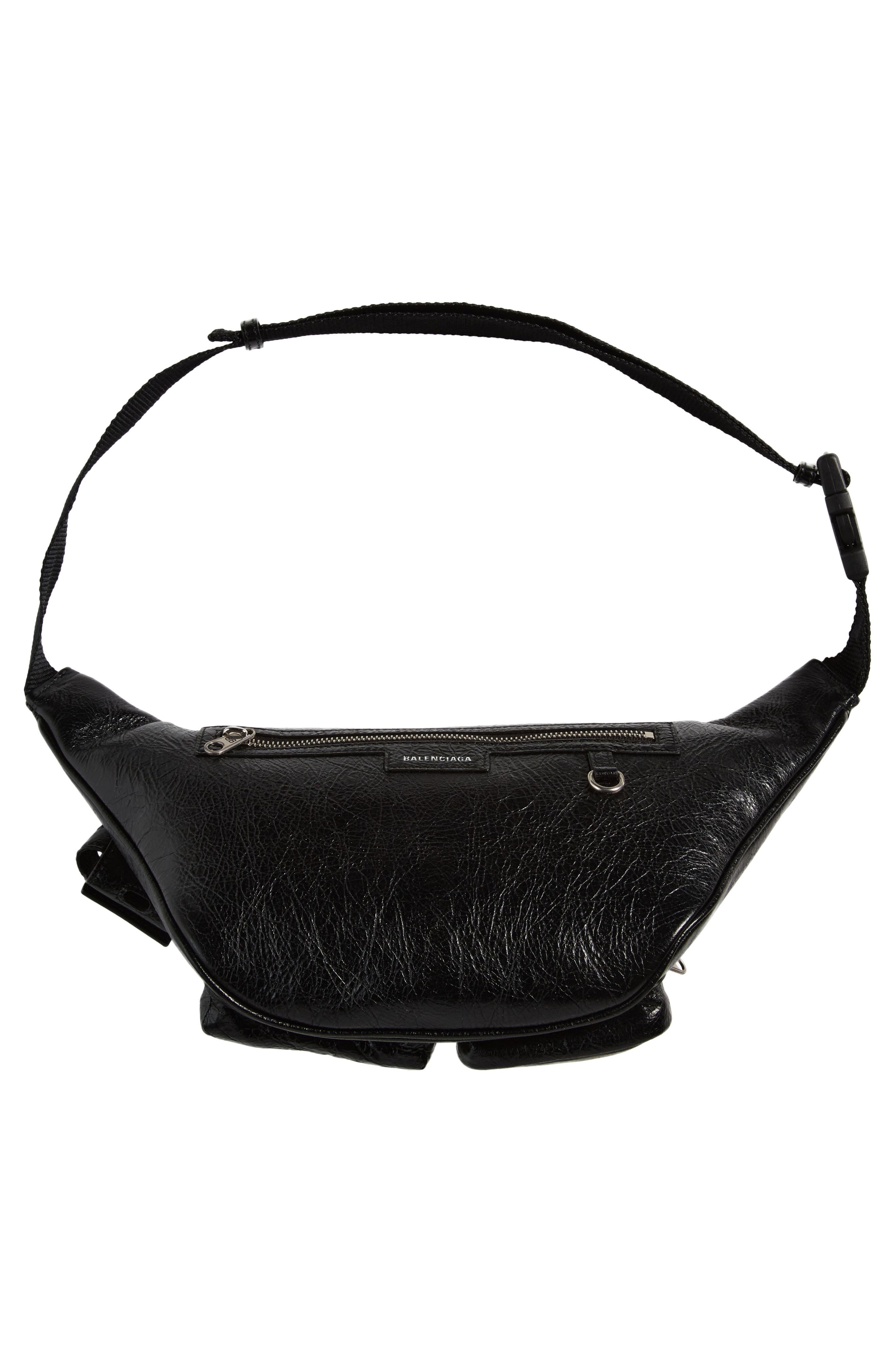Balenciaga Superbusy Crinkle Leather Belt Bag in Black at Nordstrom - 5