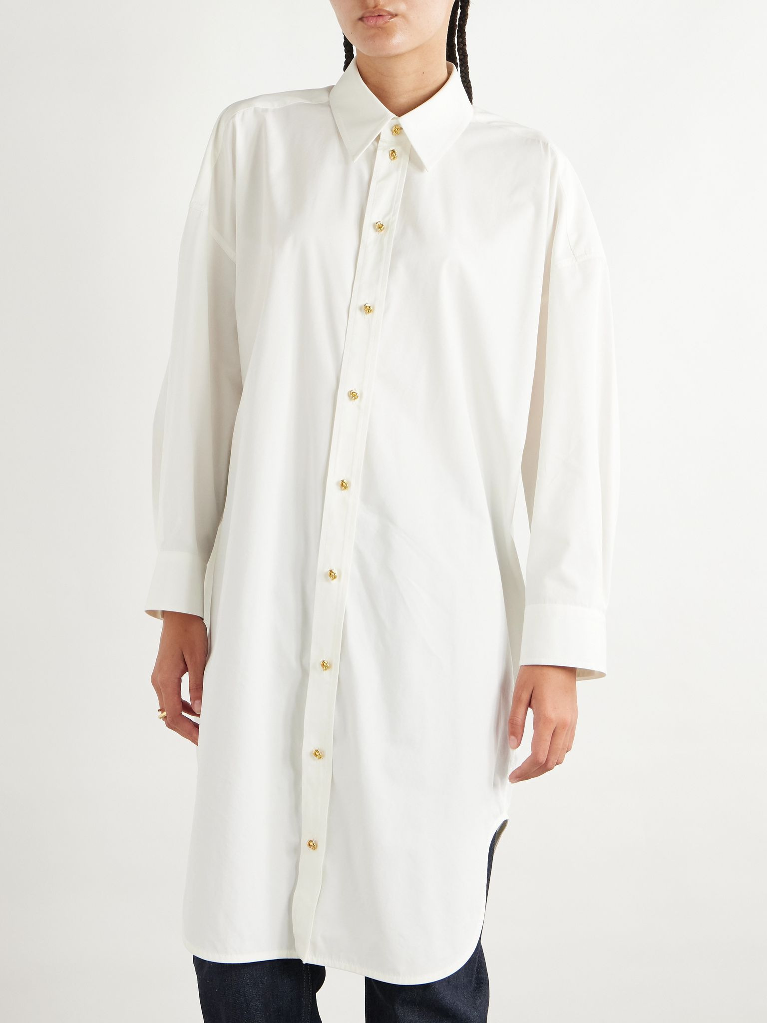 Cotton-blend poplin tunic Cream - 3