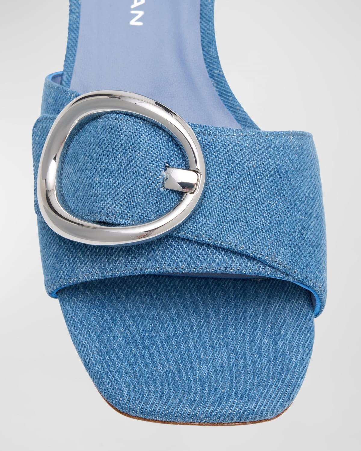 Benni Denim Buckle Slide Mule Sandals - 6