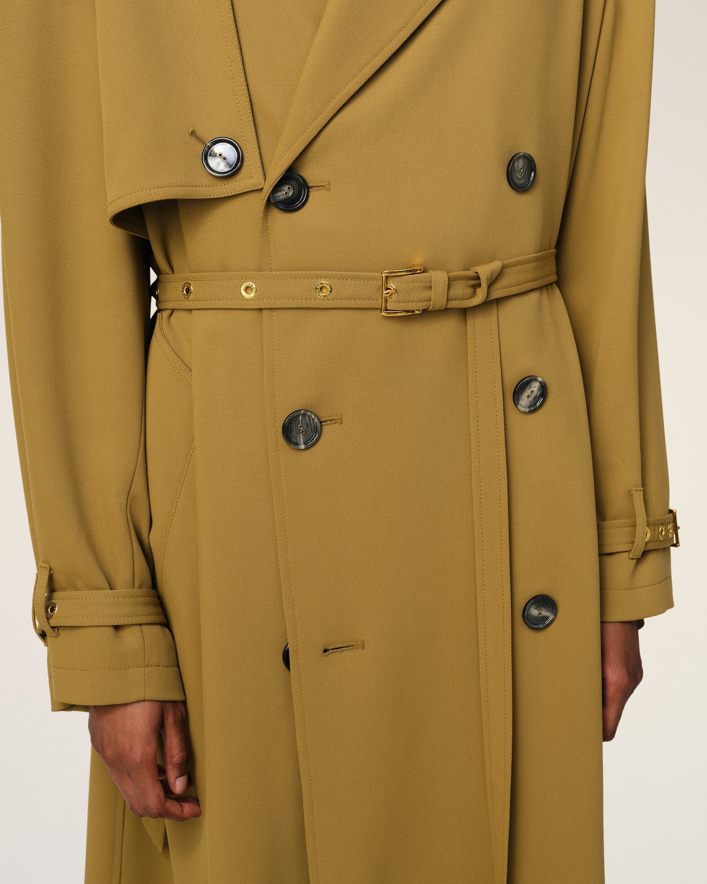 MUSTARD WOOL TRENCH COAT - 4