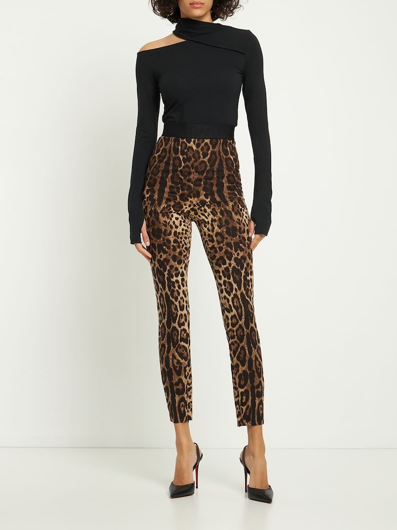 Leopard print jersey leggings - 2